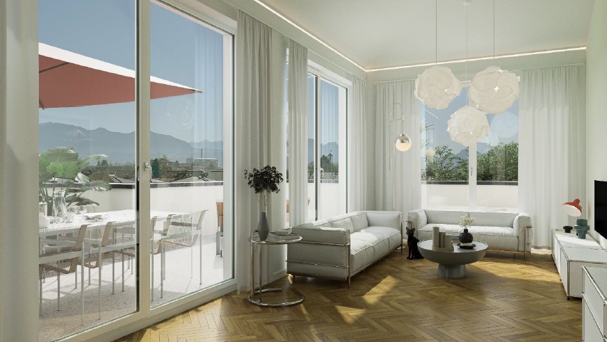 NEUBAU-Penthouse mit großer Südwest-Terrasse-KfW-40-Standard in grüner Stadtlage von Rosenheim