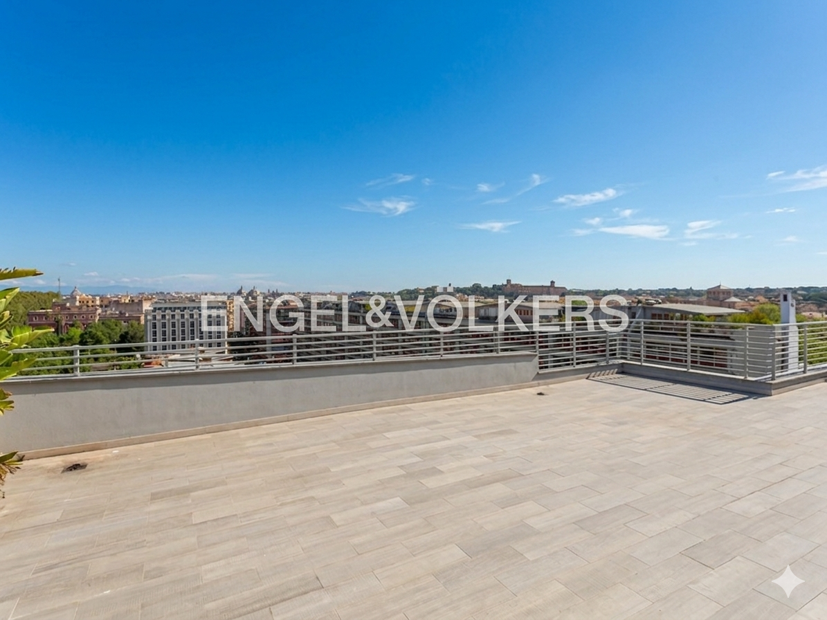 Modern two-room apartment with terrace, parking space and exclusive amenities in Trastevere