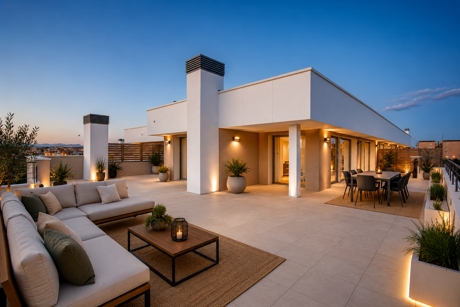 Brand-new penthouse with a spectacular terrace, open views, and communal pool [AI-modified]