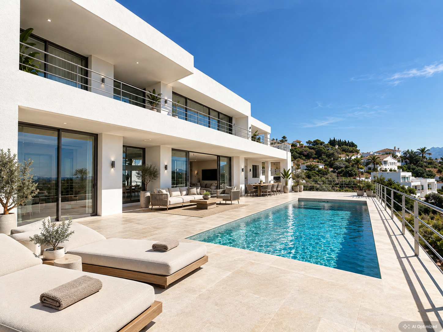 Zeitgenössische Neubauvilla mit Panoramablick aufs Meer in Los Arqueros