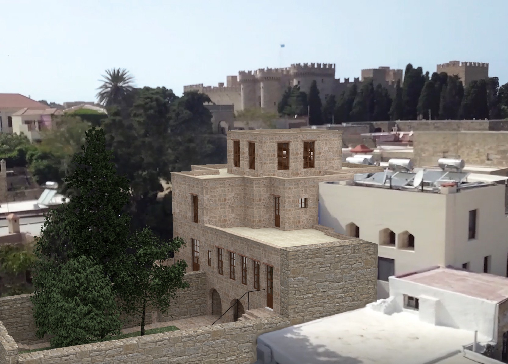 15th century mansion ruin with panoramic views in Rhodes Old Town