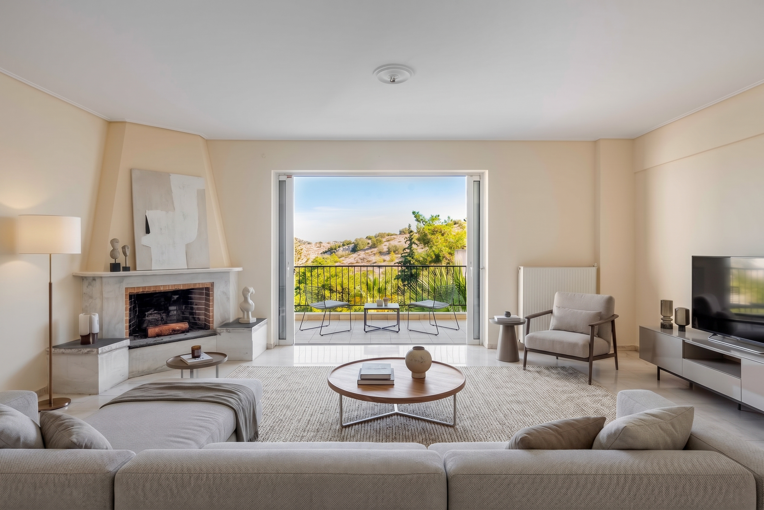 Spacious 150 sqm apartment with panoramic views in Kareas [KI-modifiziert]