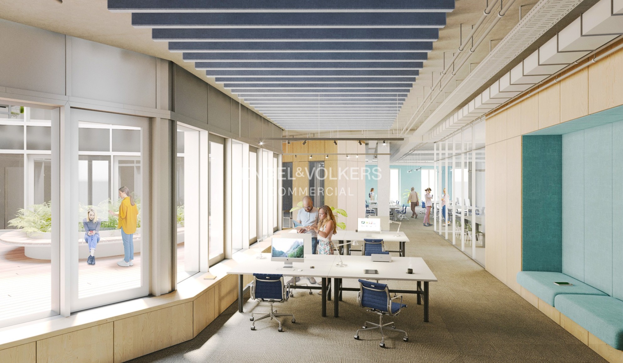 Neues Büro mit S- und U-Bahn vor der Bürotür