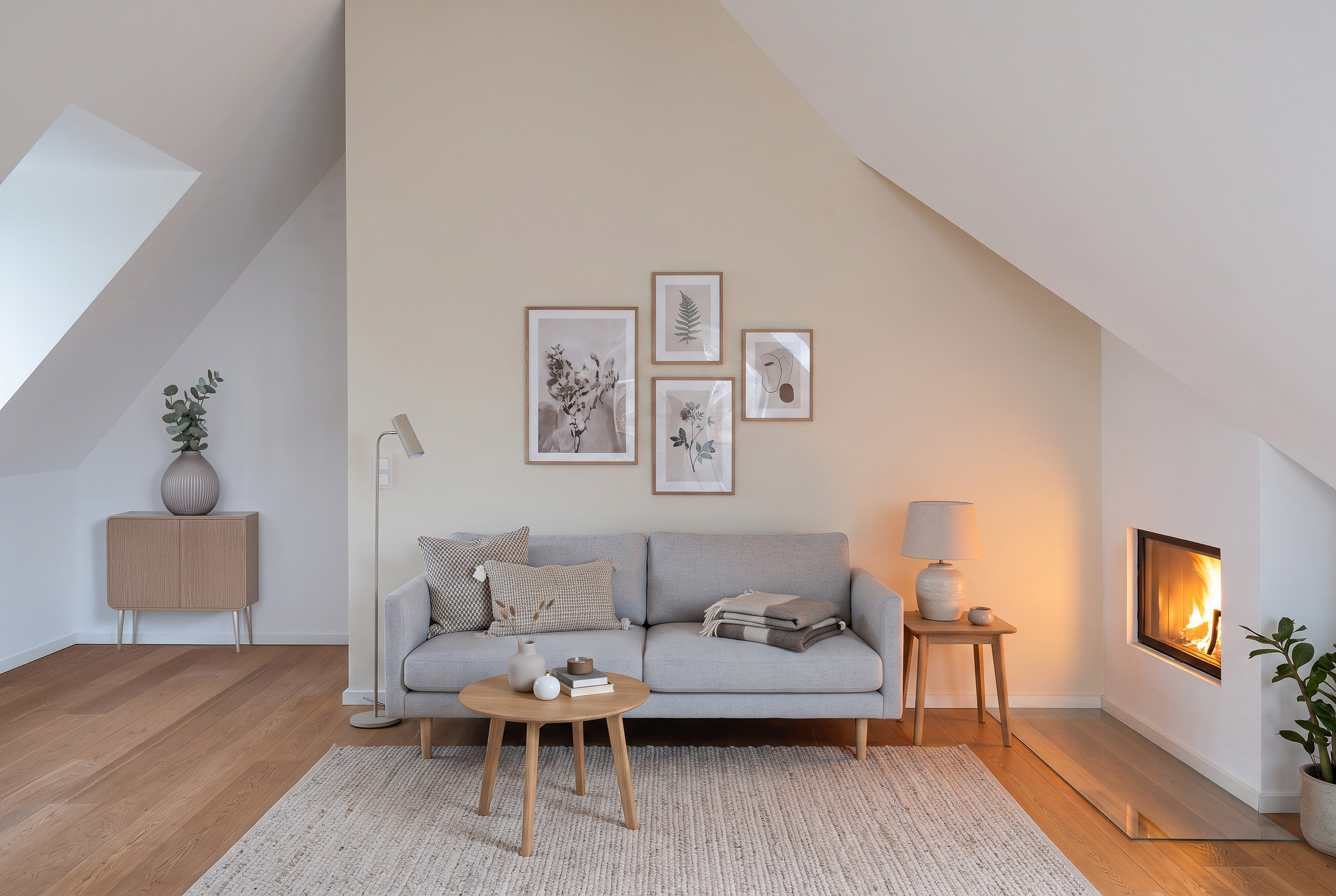 Charming attic apartment with open fireplace [AI-modified]