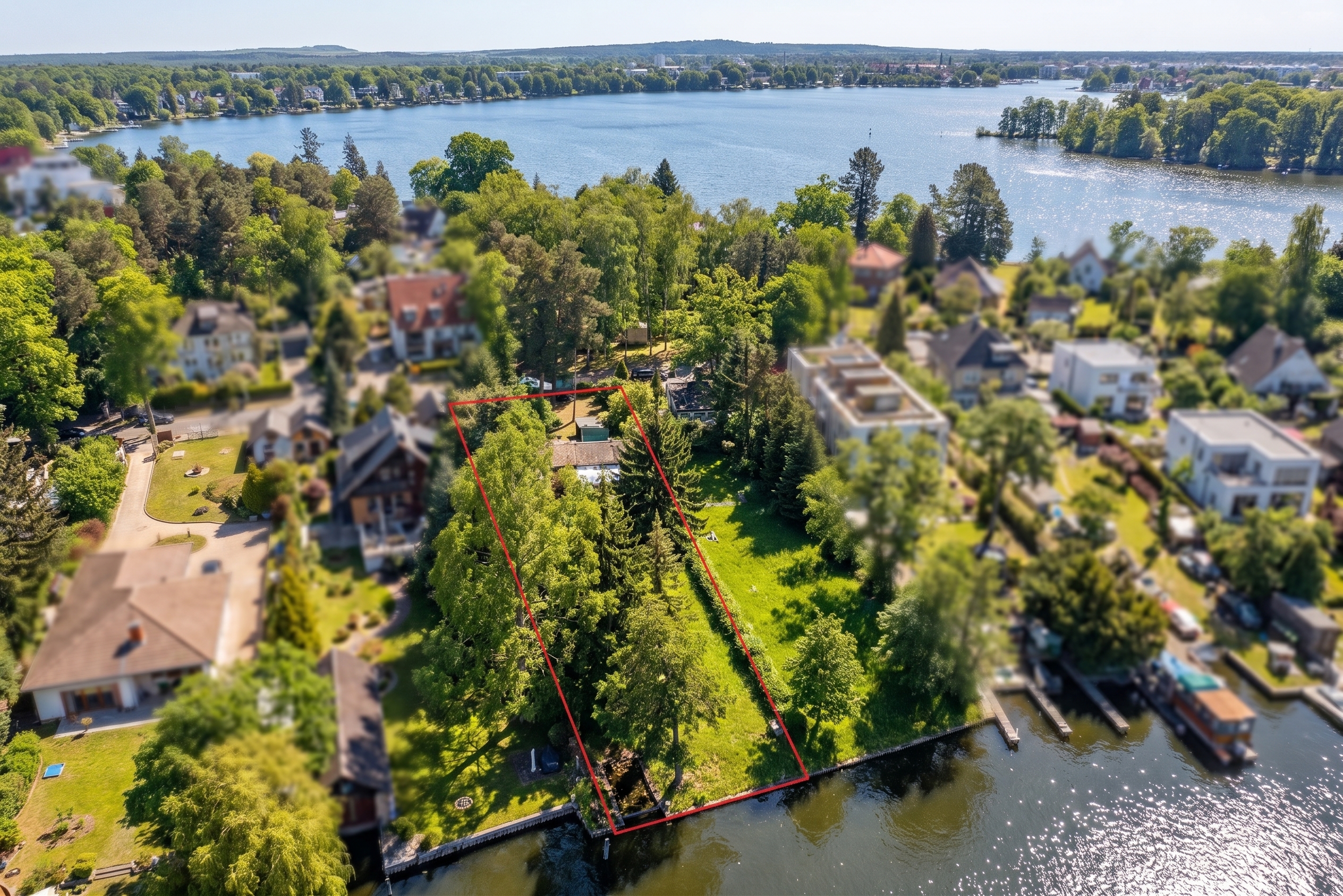 **Traumhaftes Wassergrundstück - idyllische Insellage **                                                                       "PROVISIONSFREI für Käufer" [AI-modified]