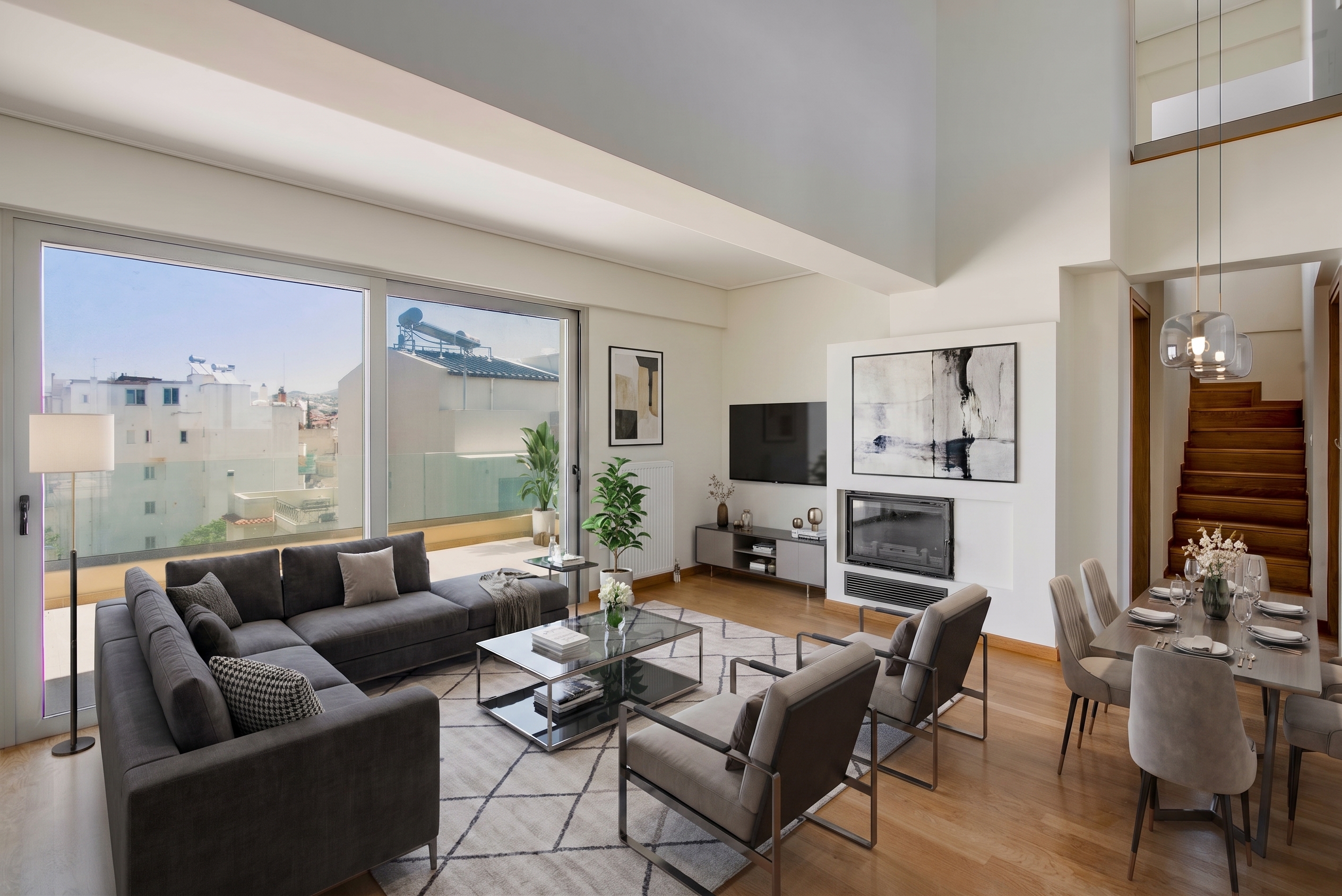 Modern and luxury penthouse maisonette with panoramic view