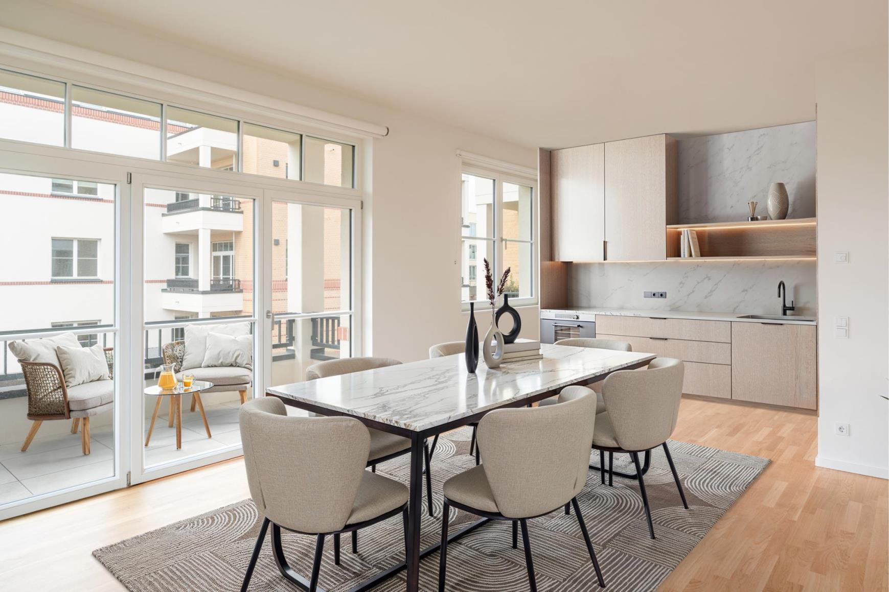 Modern living with balcony in Potsdam