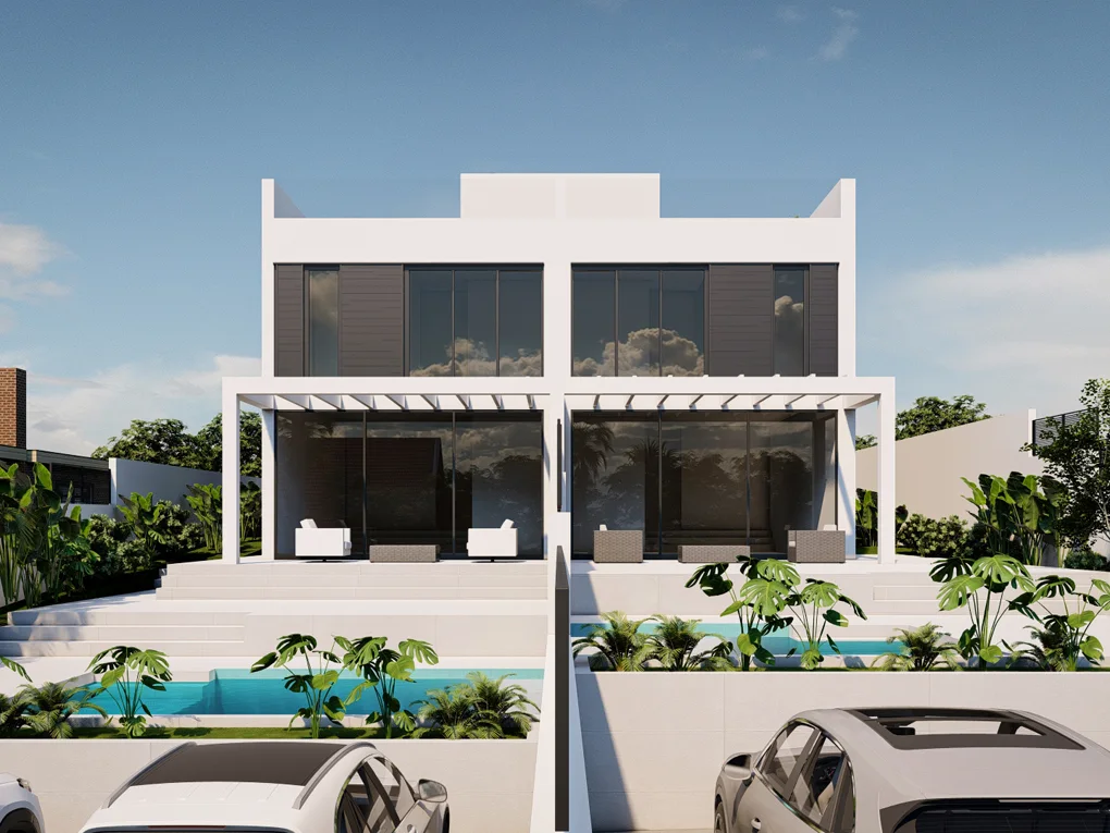 Modernes Doppelhaus mit Teil-Meerblick in Bahia Azul