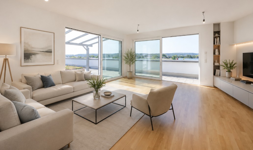 Lichtdurchfluteter Wohntraum mit beeindruckendem Weitblick und grandioser Dachterrasse
