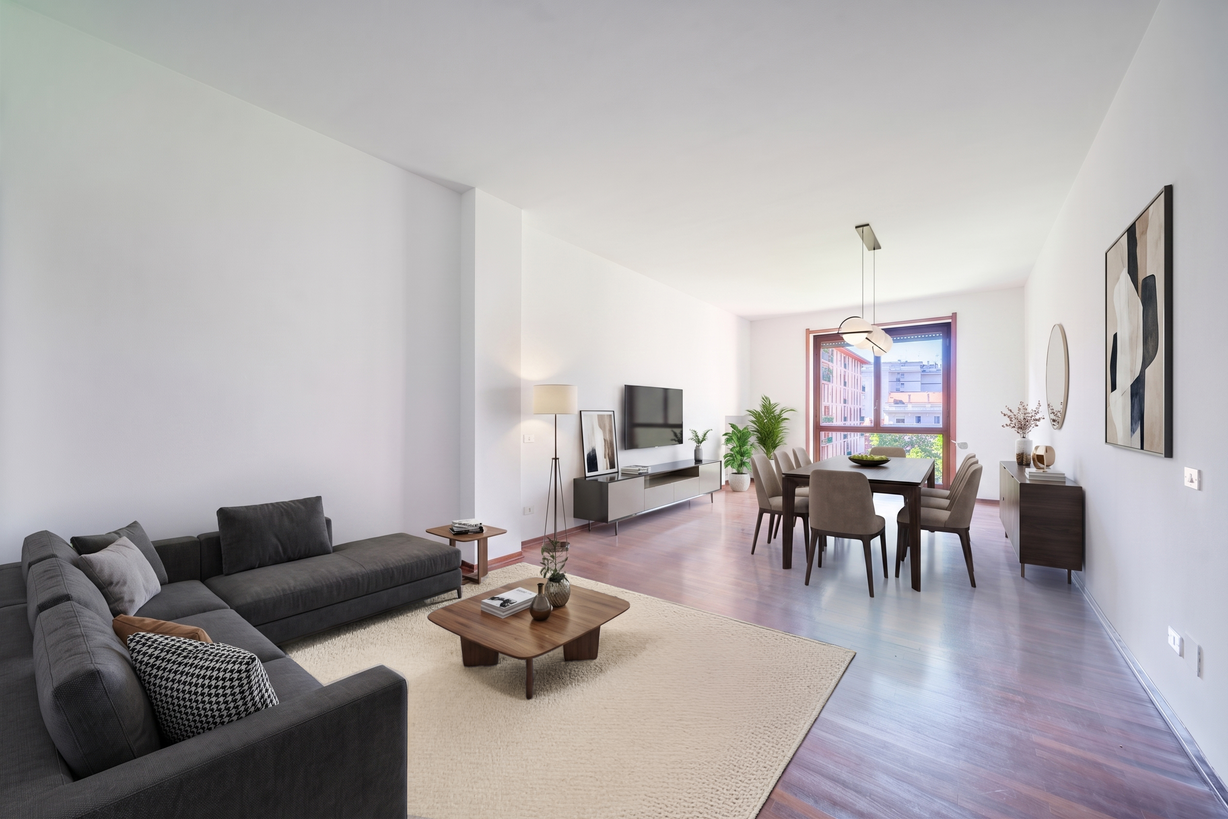 Spacious two-room apartment surrounded by greenery