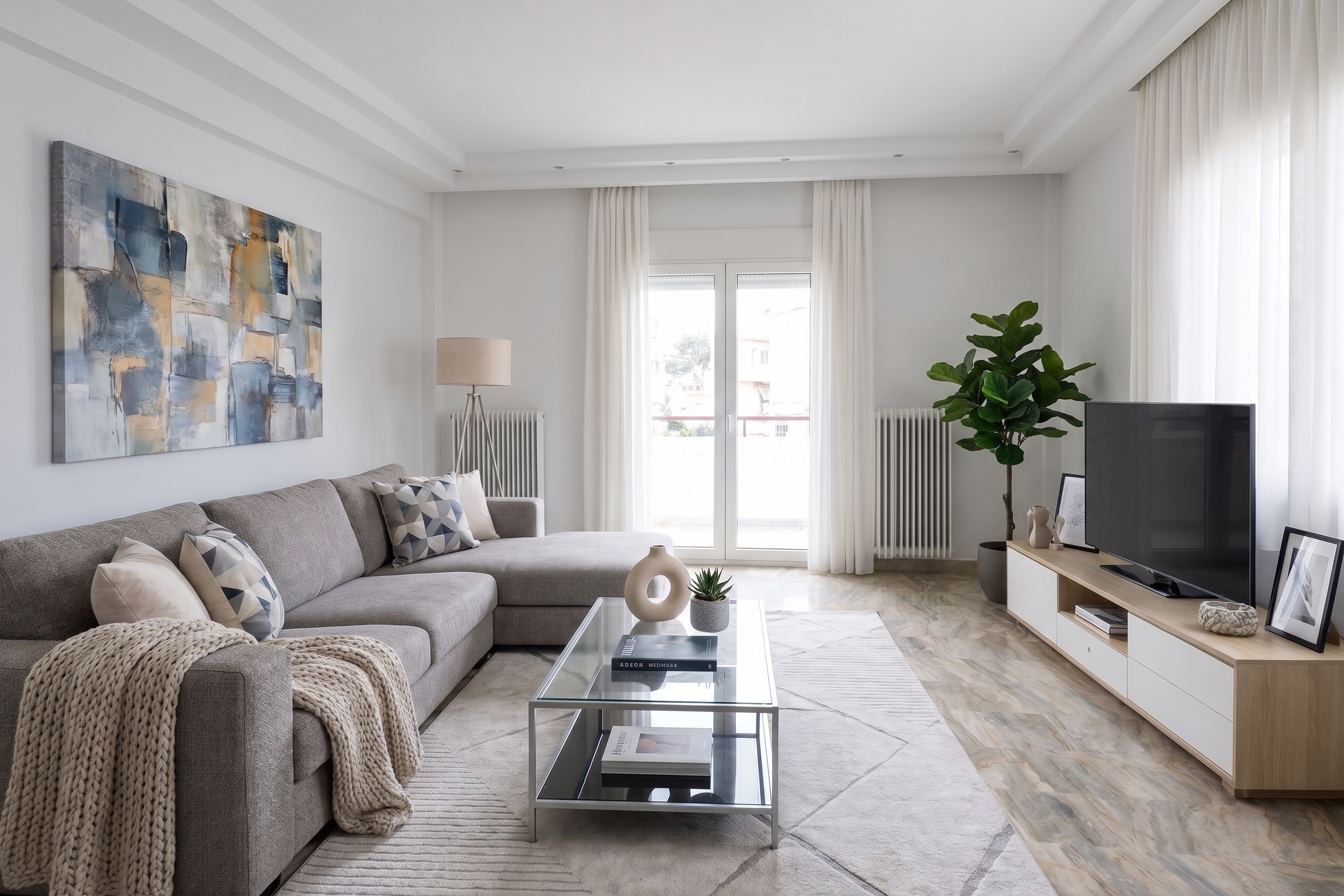 Bright 125 sq m top-floor apartment with parking space in Votsi [KI-modifiziert]