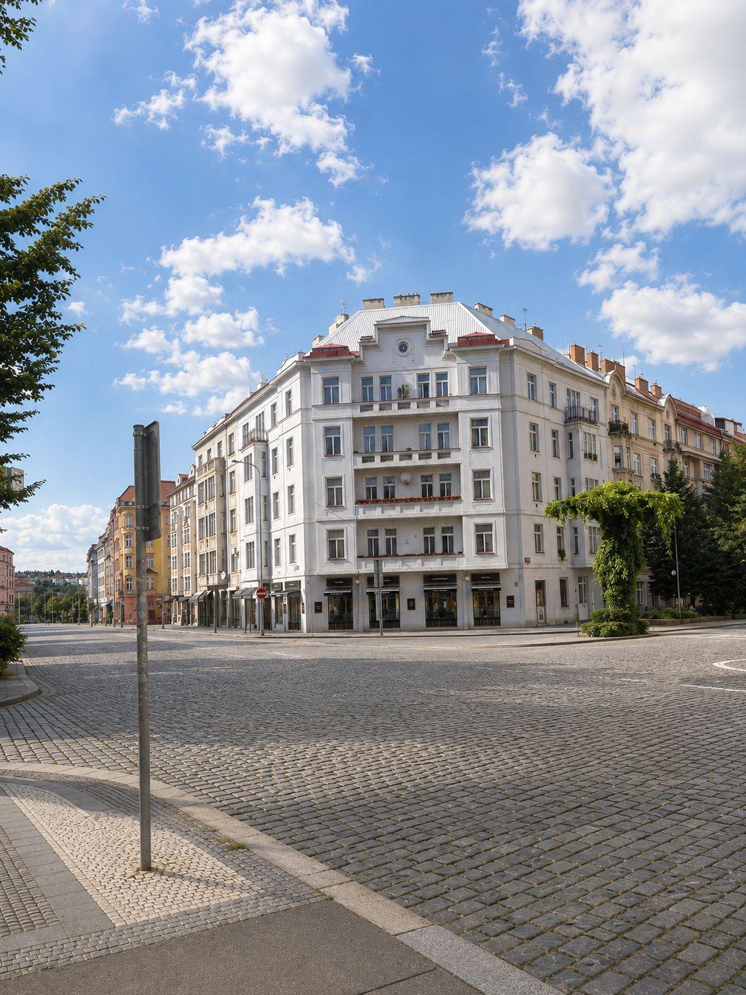 Corner commercial space at the intersection of Dejvická and V. P. Čkalova