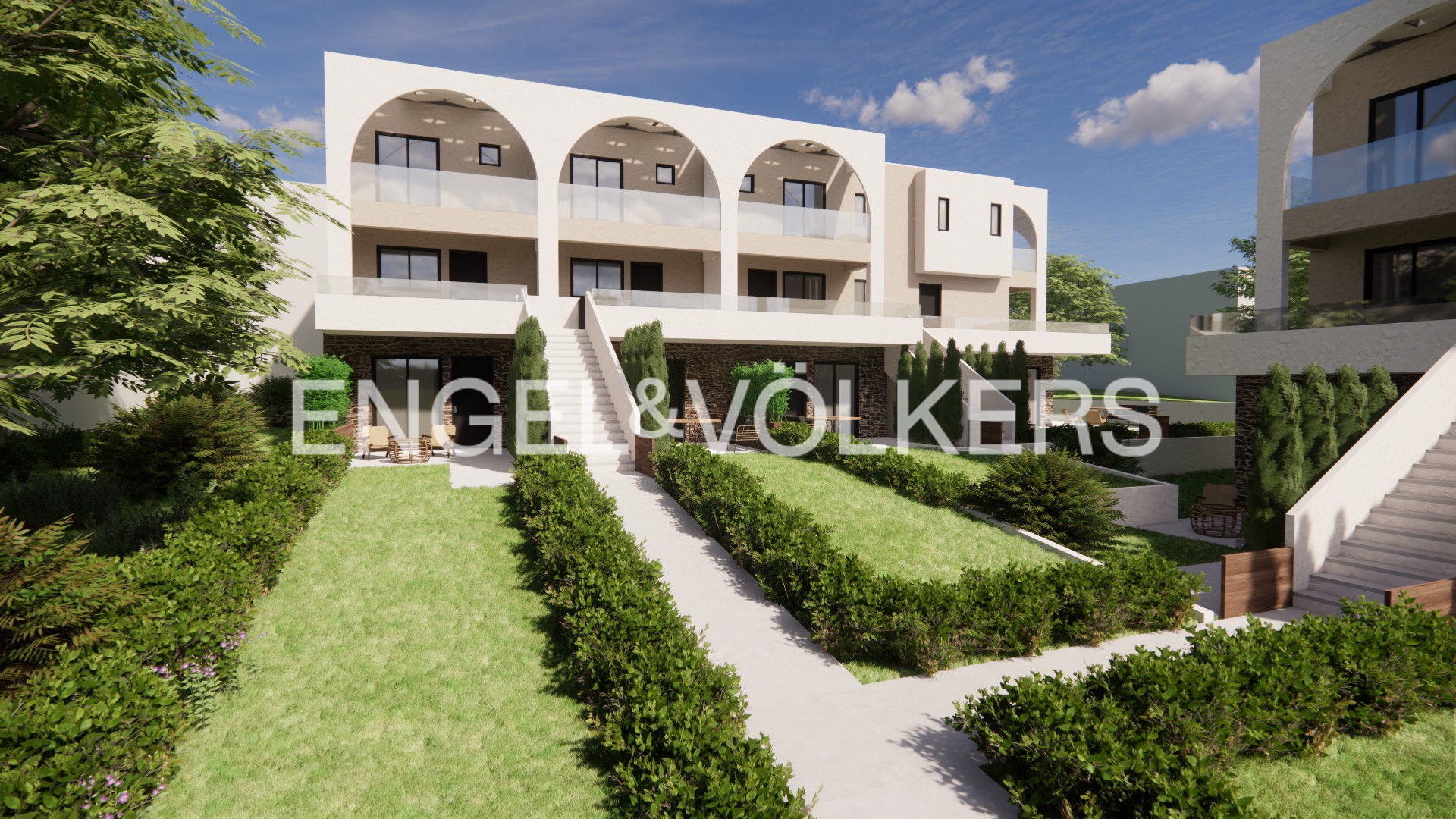 Modern 2 bedroom apartment with garden in Nikiti