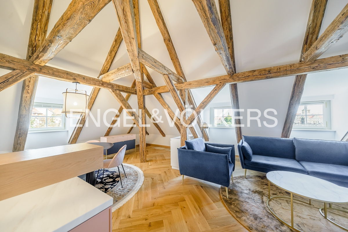 Luxury penthouse apartment with views of Charles Bridge