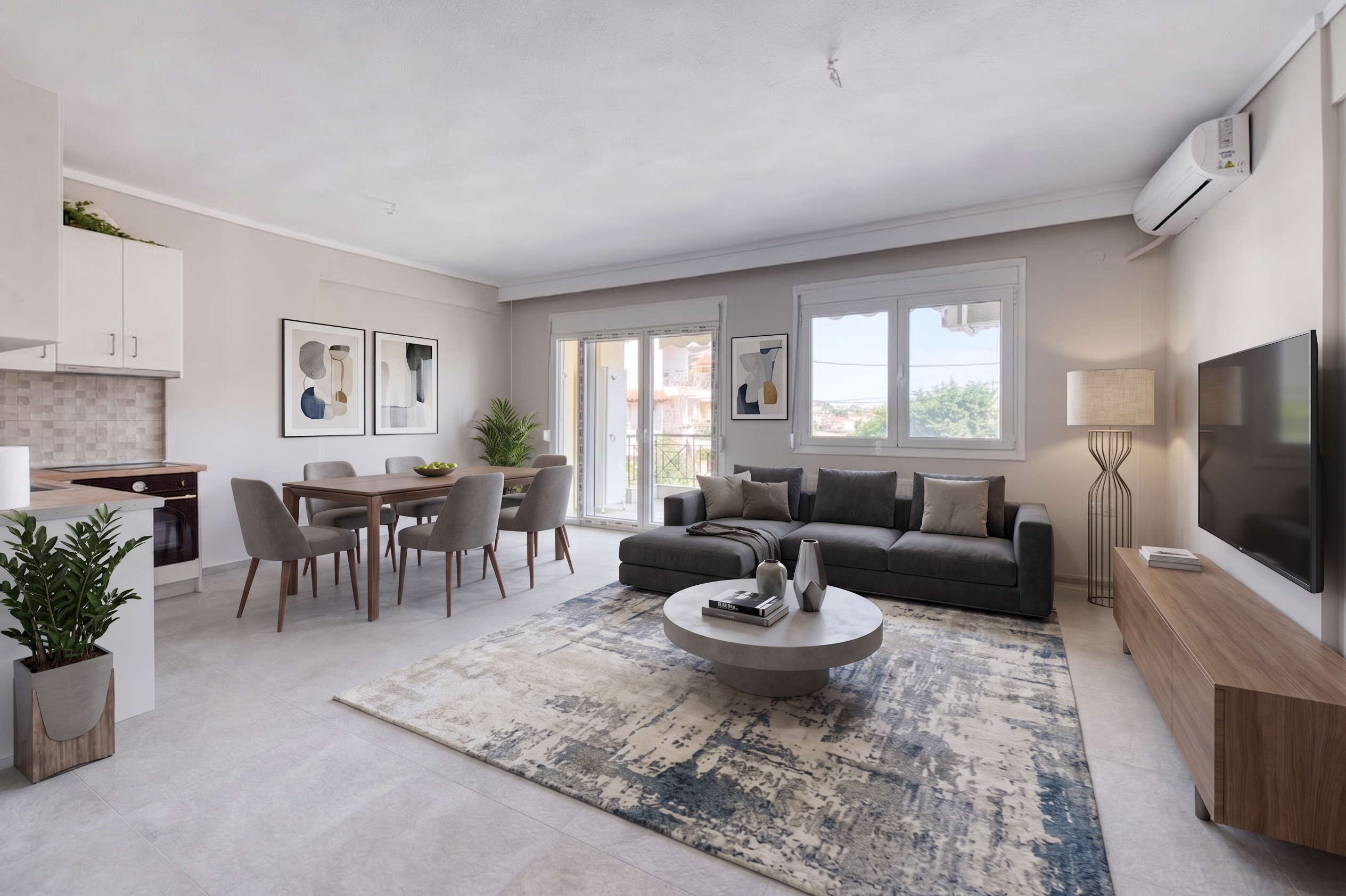 Fully renovated 2-bedroom apartment with parking in Trilofos
