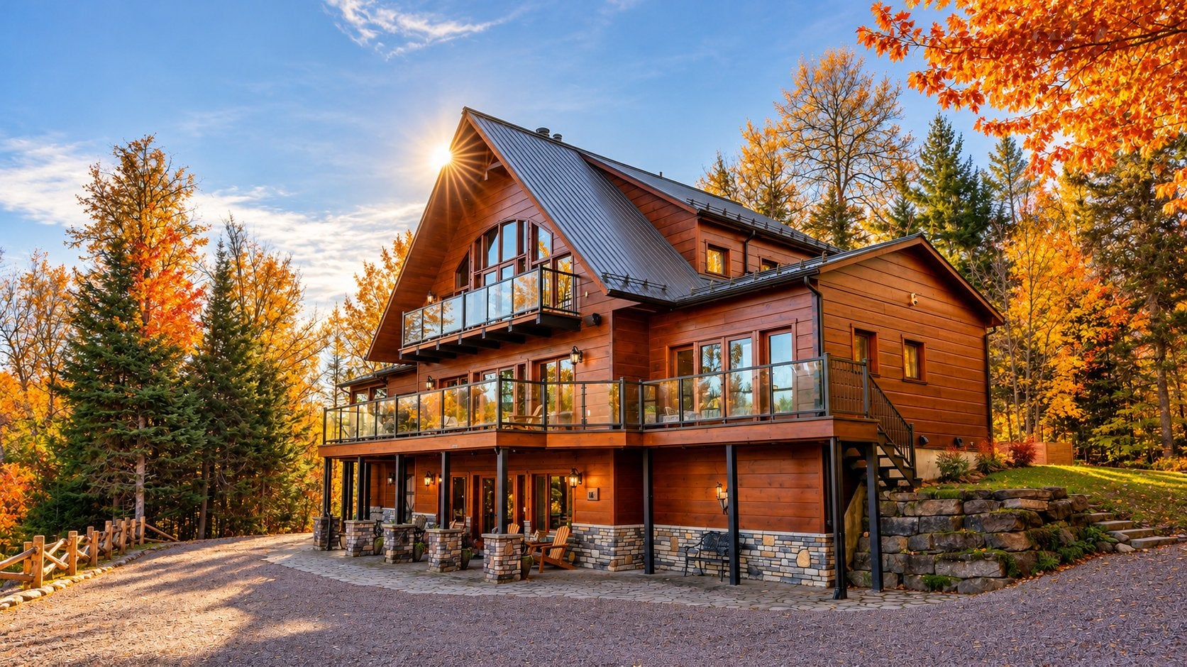 Handcrafted Log Estate on 3.5 Waterfront Acres