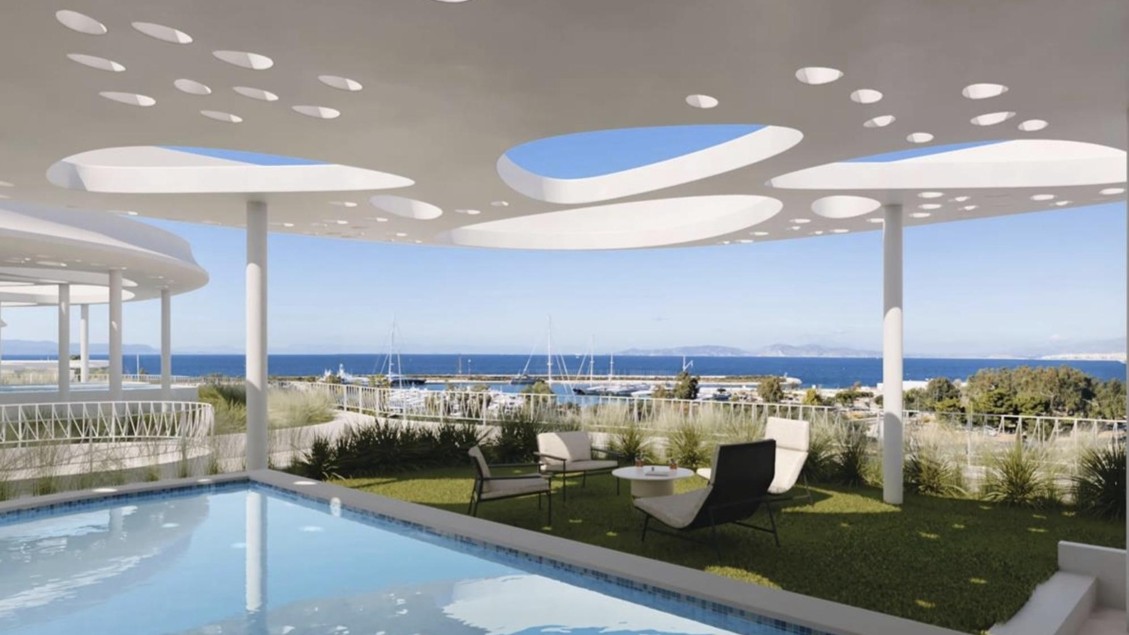 Sea view penthouse maisonette with private roof garden & pool