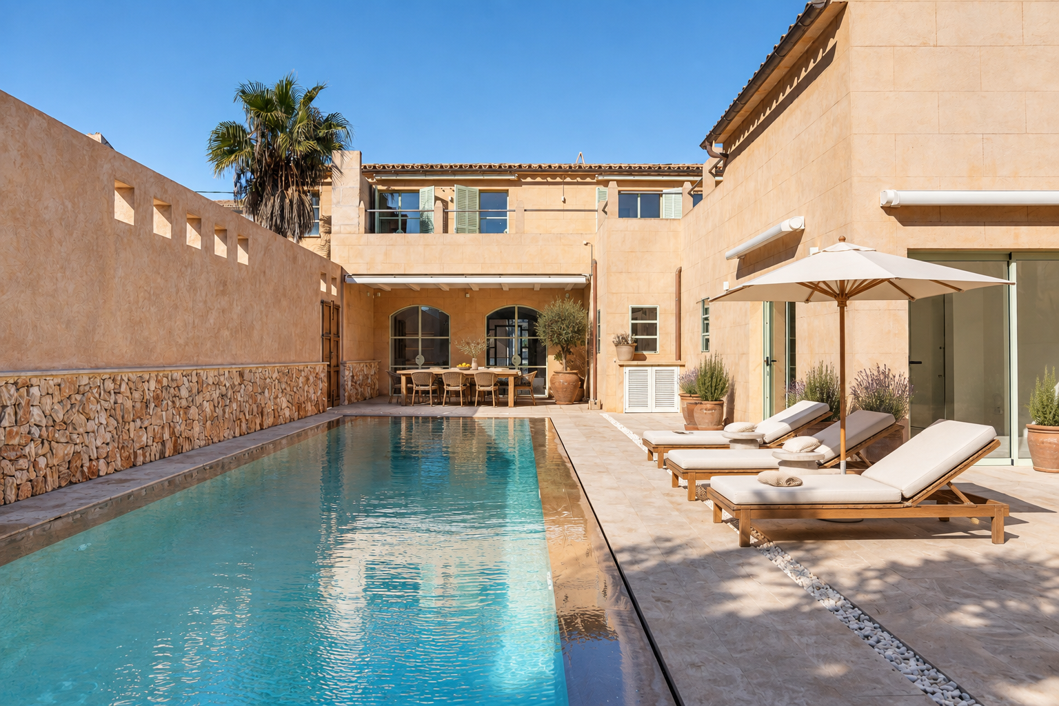 Luxurious village house with beautiful garden and pool area [AI-modified]