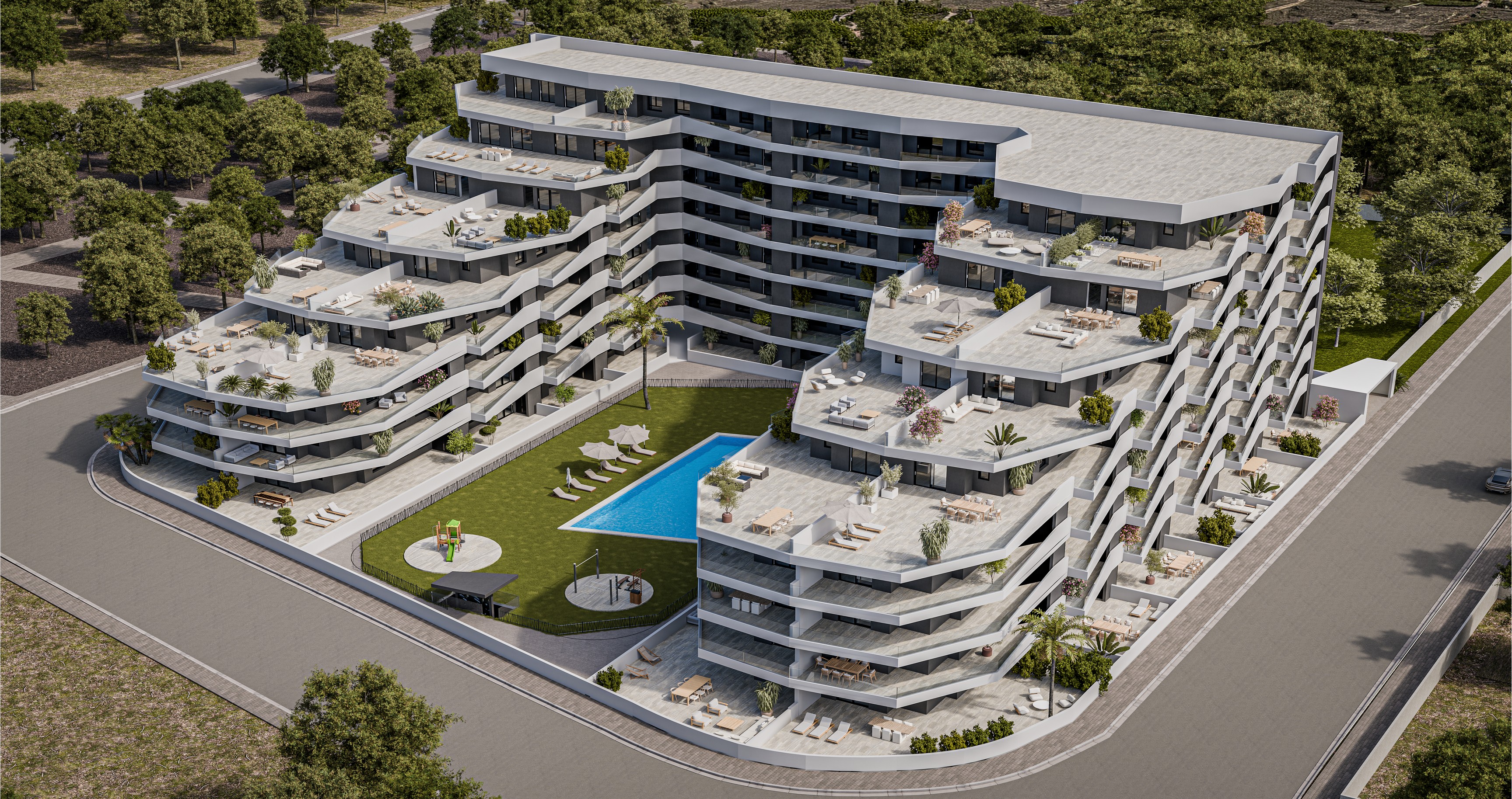 New apartment complex with pool in San Miguel de Salinas
