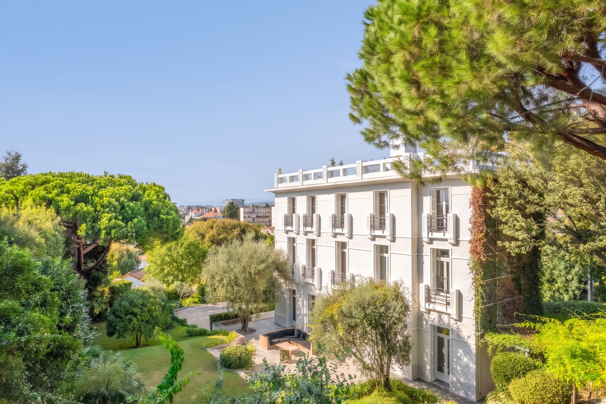 Art Deco villa, panoramic sea views from the rooftop terrace [AI-modified]