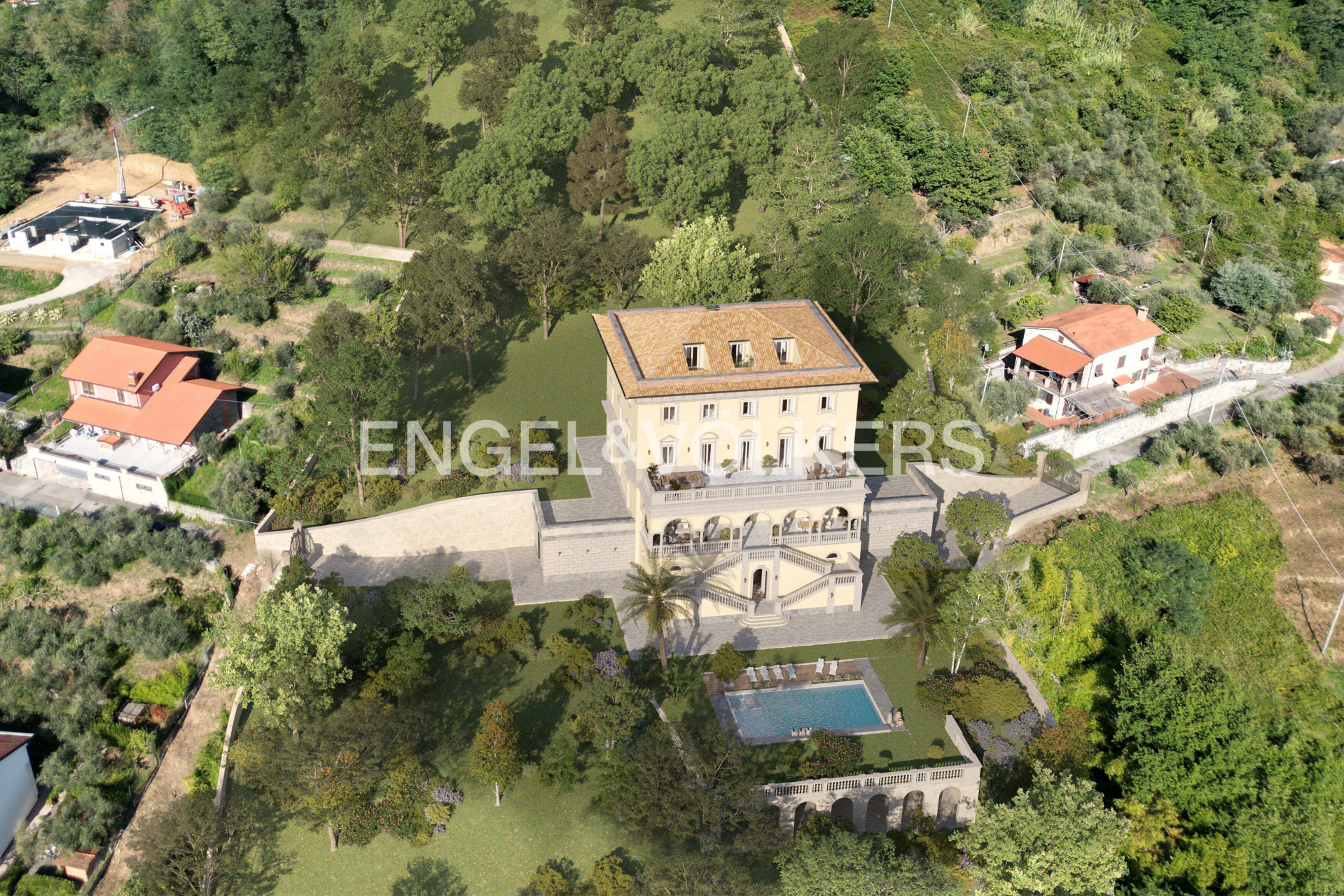 Villa Castagnola: historischer Wohnsitz mit Blick auf den Golf, mit Projekt zur umfassenden Sanierung