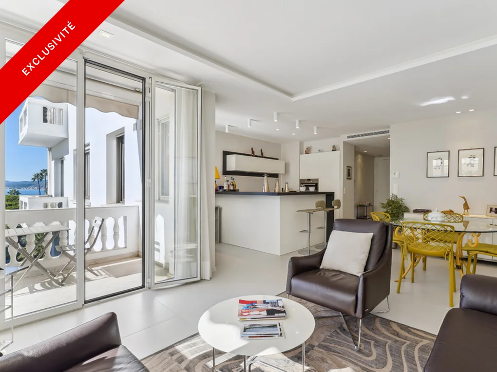 Cannes Croisette, sole agent, renovated 2-room apartment, sea views