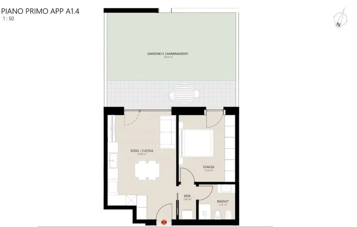 Zweizimmerwohnung im Erdgeschoss Residenz Aurora