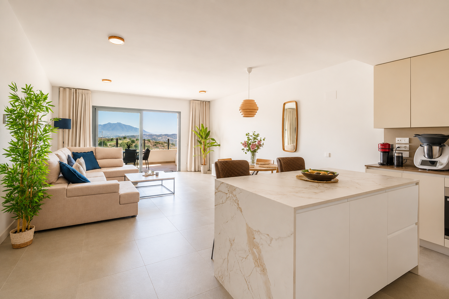 Exklusive Luxuswohnung in erster Linie am Golfplatz mit Meerblick