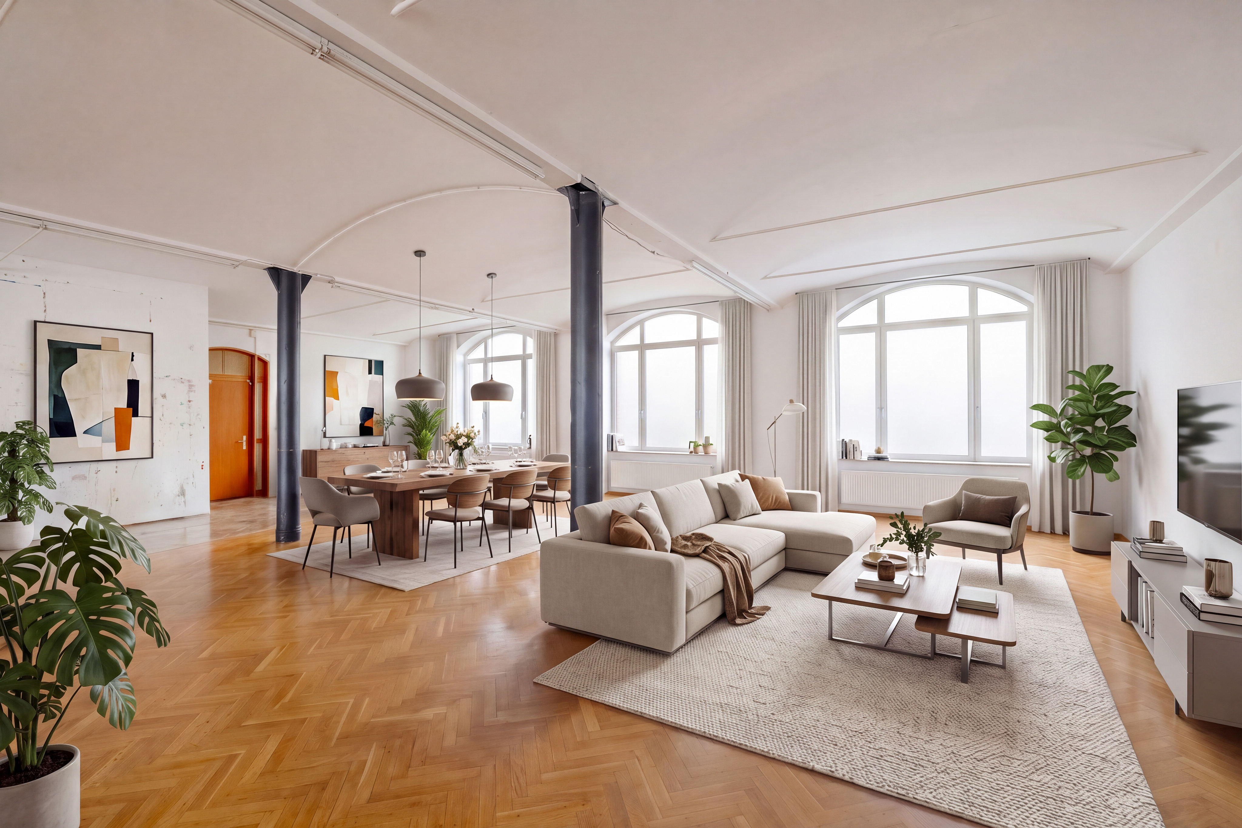 Industriekultur pur: Großzügiges Fabrik-Loft mit Atelier-Flair nahe des Helmholtzplatzes [KI-modifiziert]