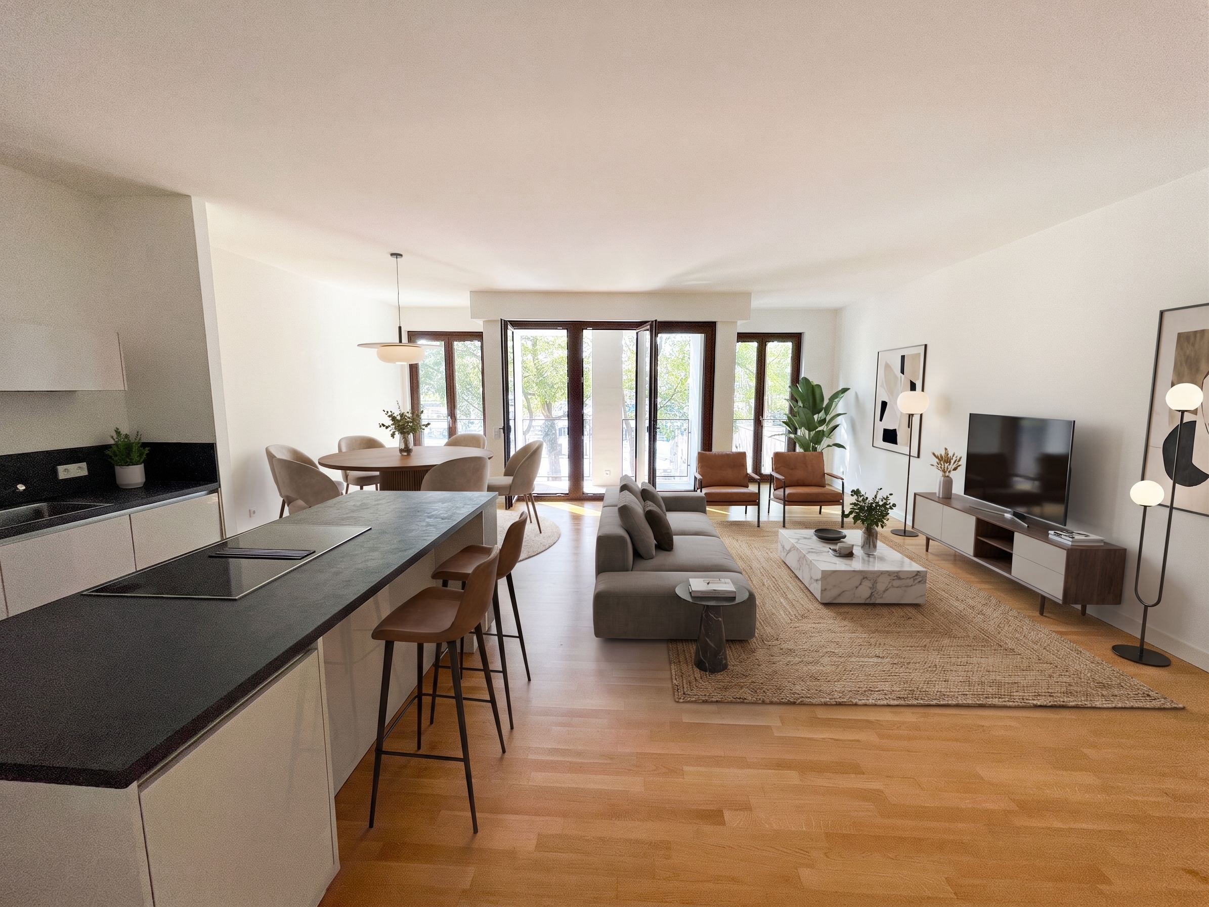 Lichtdurchflutete, moderne Drei-Zimmer-Wohnung direkt am Main