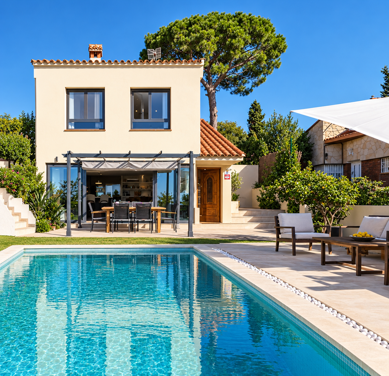 Elegant renovated villa with pool and sea views in Alella Parc