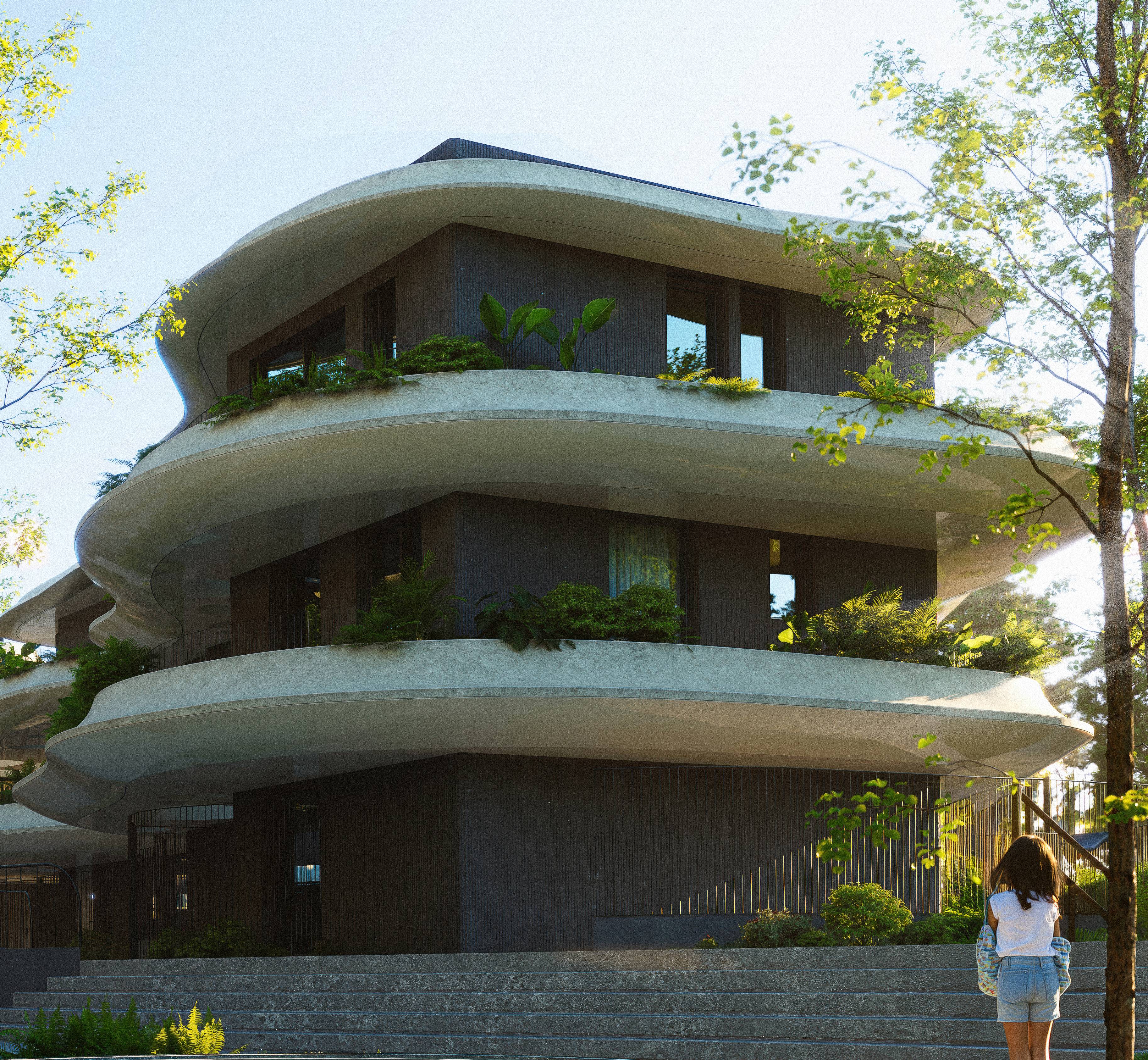 Modern ground floor residence with garden and   pool in a gated community in Voula