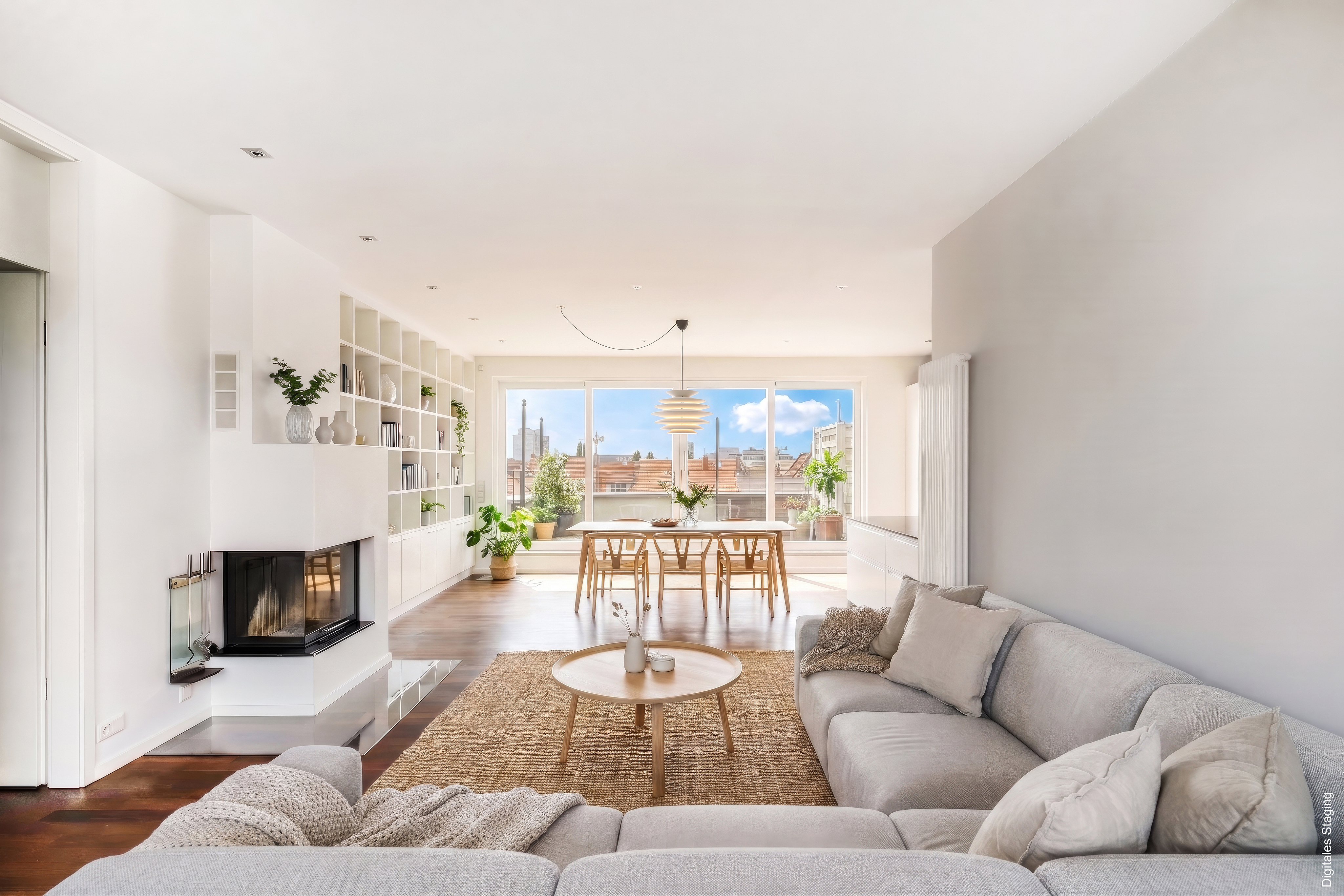 Wohnen über den Dächern: Penthouse-Charme mit Kaminfeuer, zwei Terrassen & Fernsehturmblick