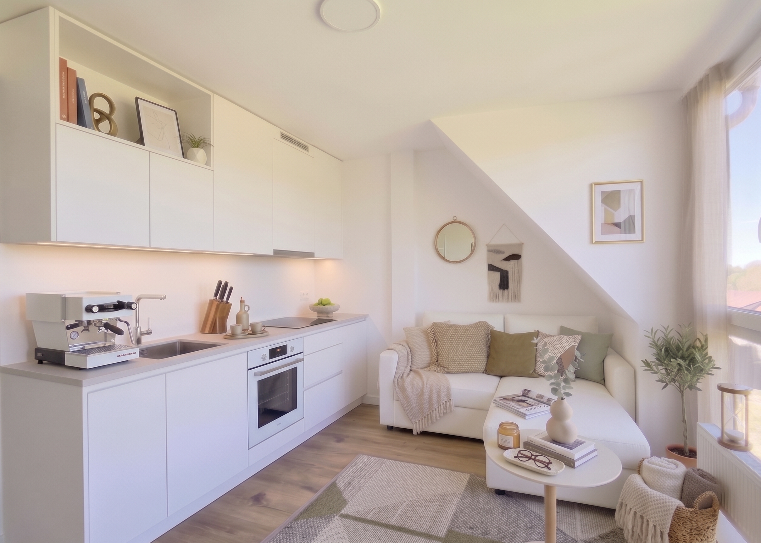Minimalistisch. Smart. Zentral. – Ihr neues Apartment wartet [AI-modified]