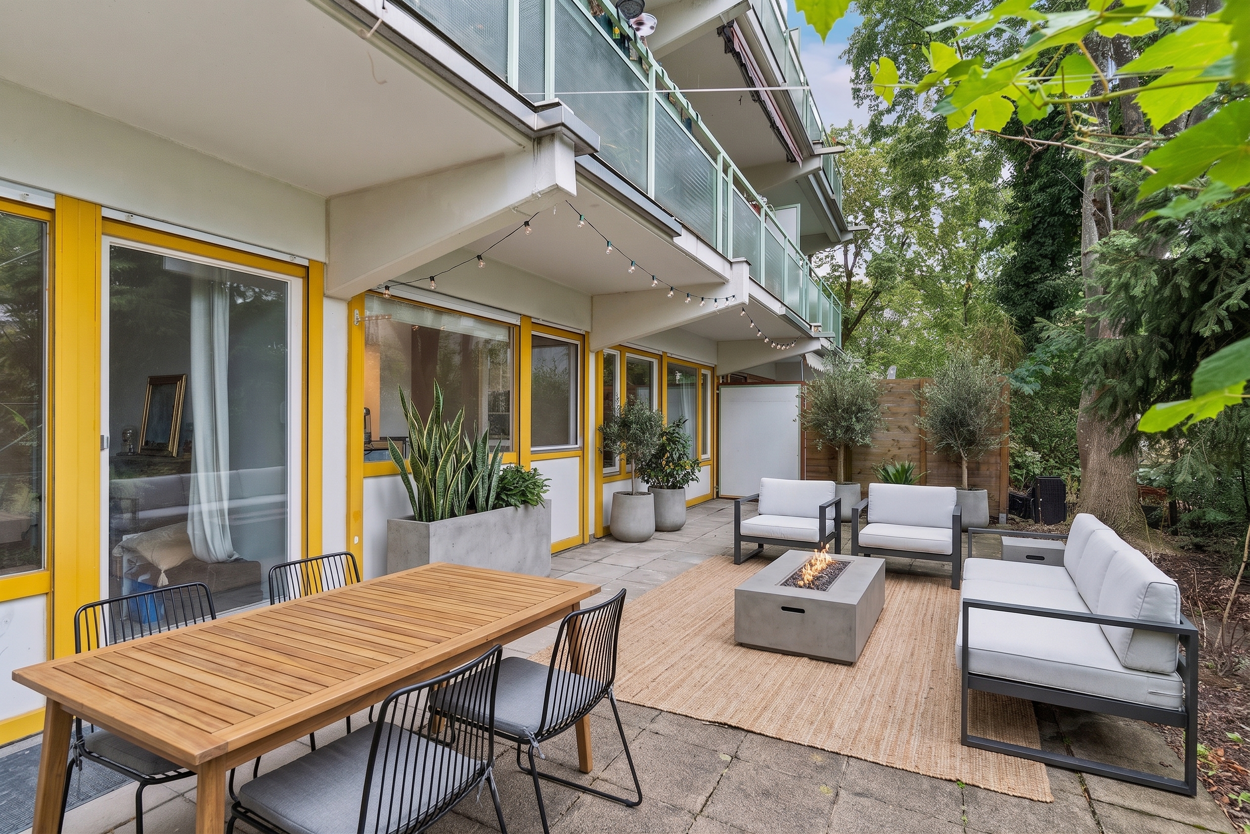 Wohnen wie im Urlaub – modernisierte Gartenwohnung mit Pool und perfekter City-Anbindung [AI-modified]