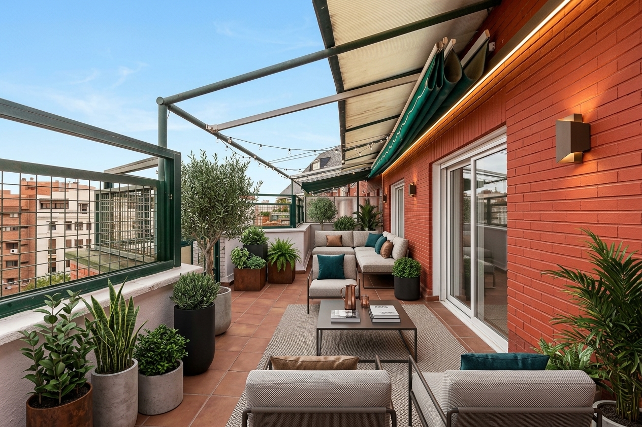 Duplex penthouse with terrace and unobstructed views in the heart of Trafalgar [AI-modified]