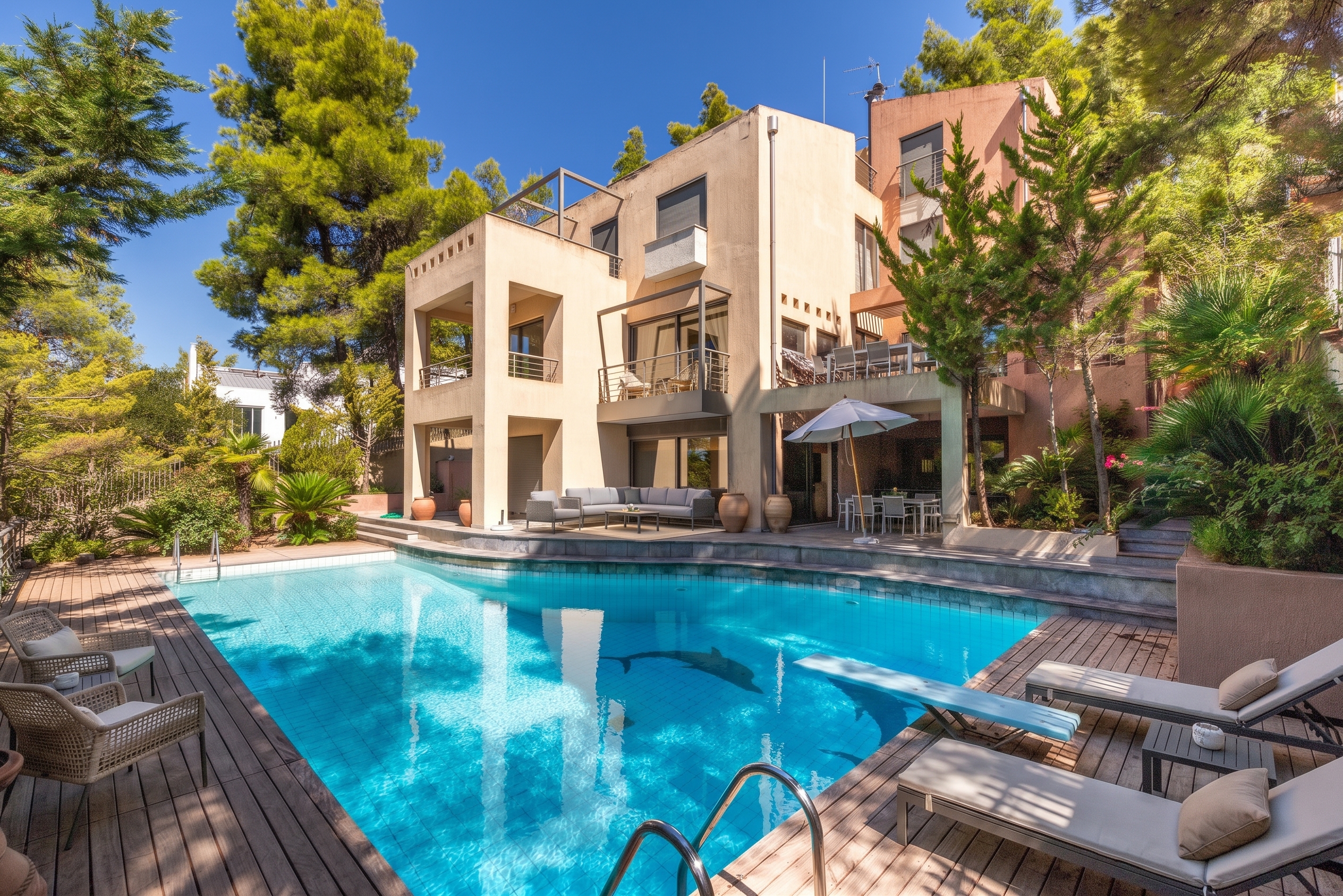 Exquisite 644 sq.m. family home with pool in Dionysos [AI-modified]