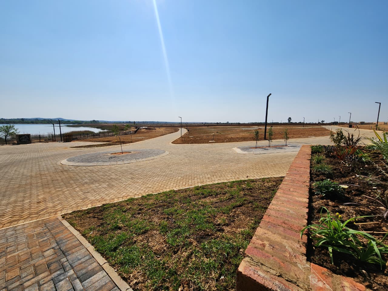 Stand with scenic view on dam