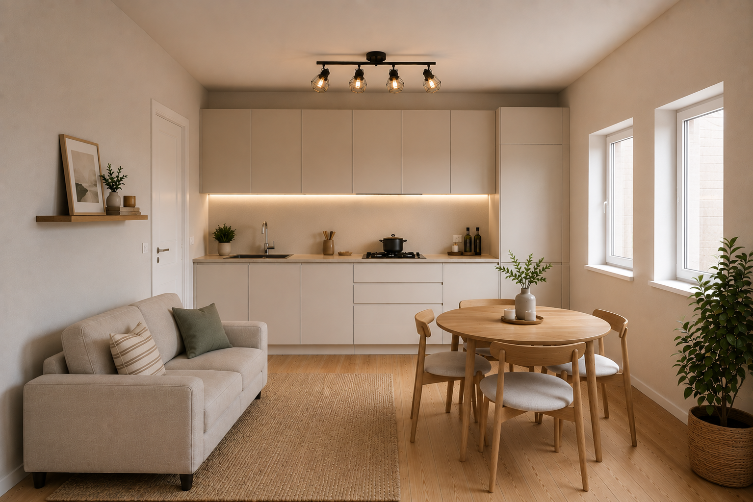 Two-room flat under construction in restored historic building