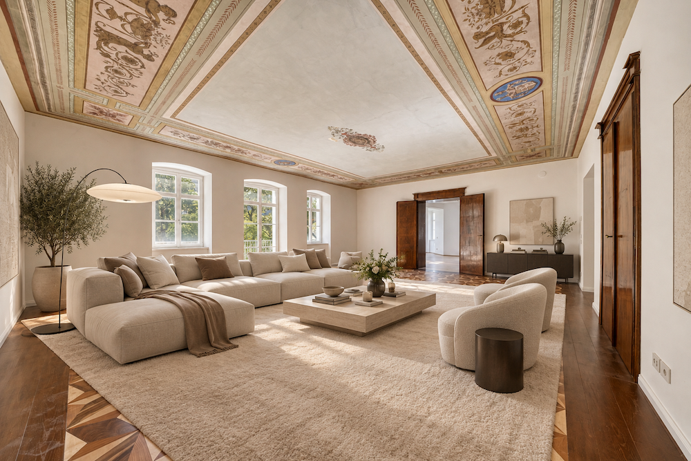 Exclusive apartment with frescoed hall and terrace in a listed historic villa