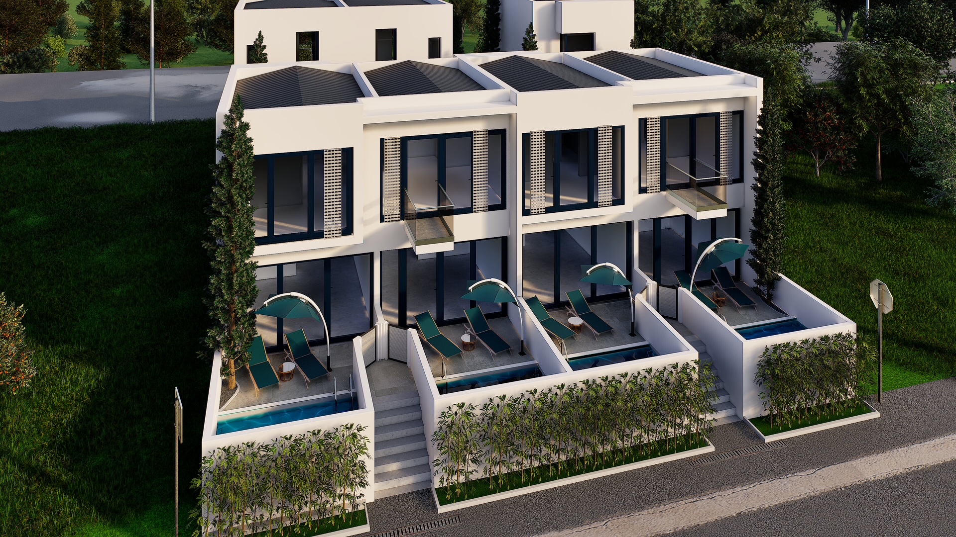 Corner maisonette with private pool in Nea Flogita