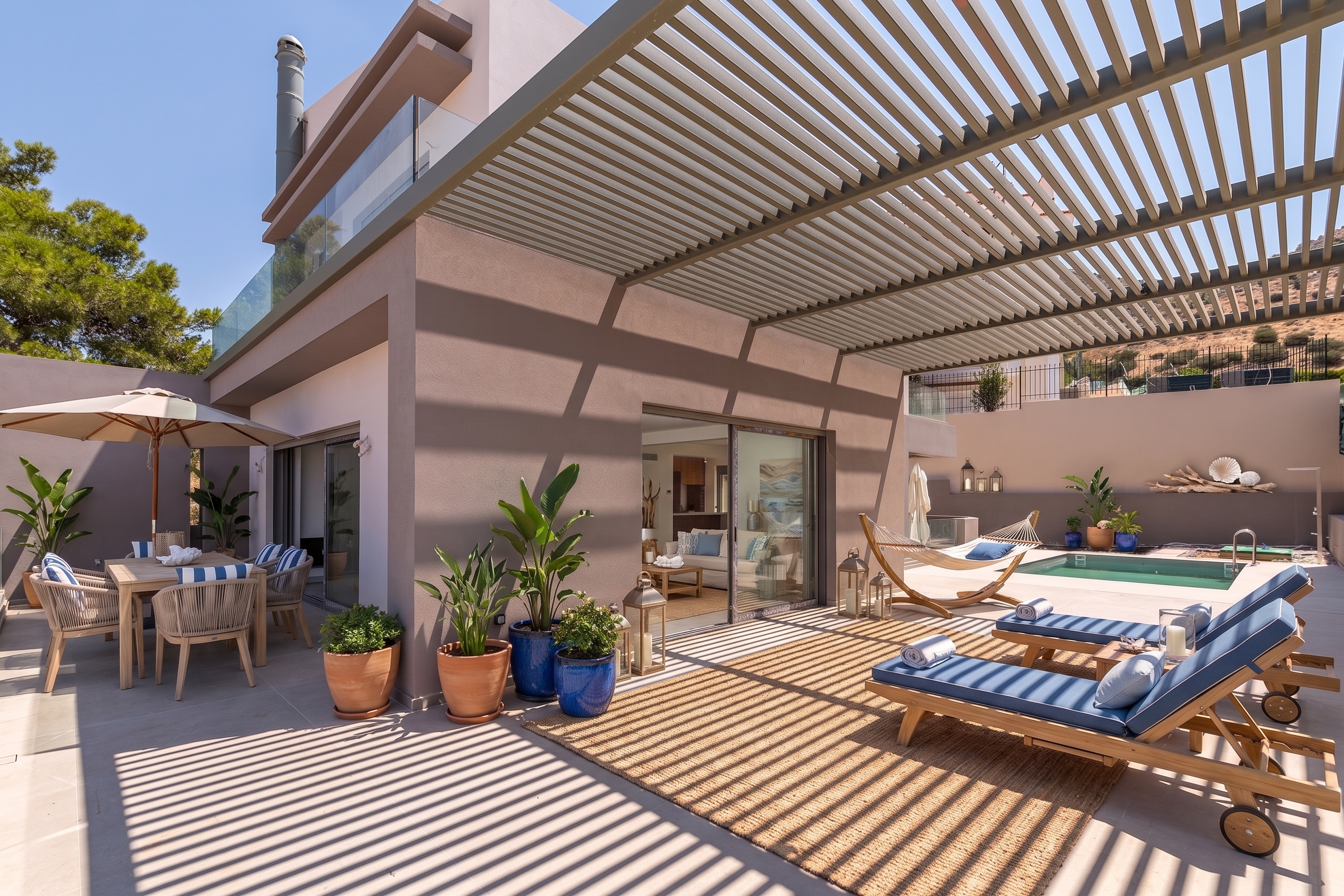 Newly built minimalist detached house with garden, pool & sea view in Aigli Glyfada