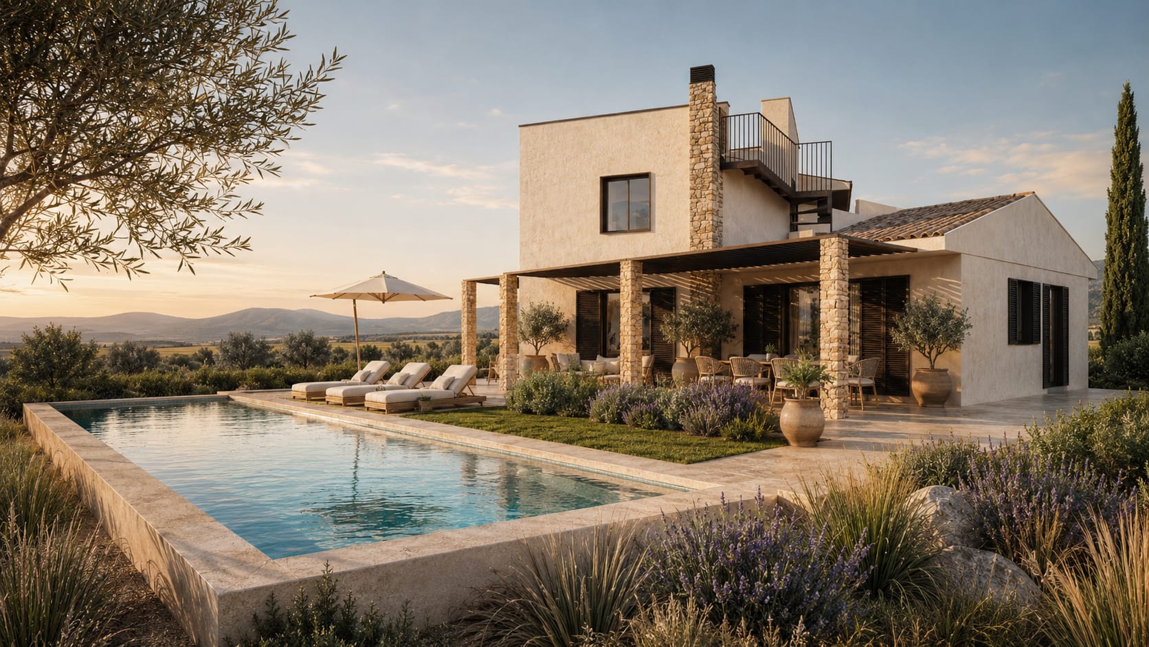 Mediterrane Finca im Bau mit großem Swimmingpool, in der Nähe des Playa de Muro