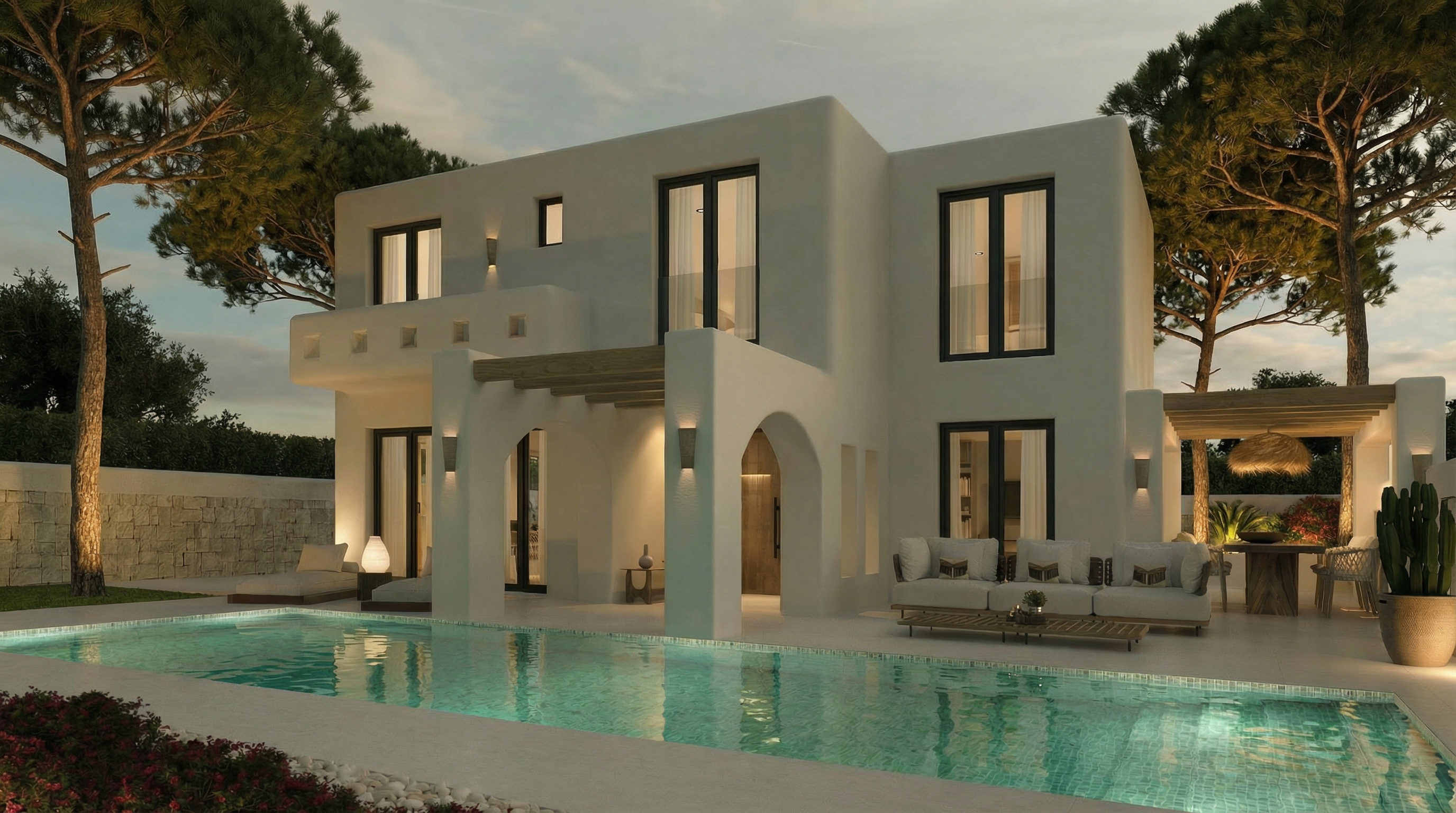 Modern single-family house with pool and sea view