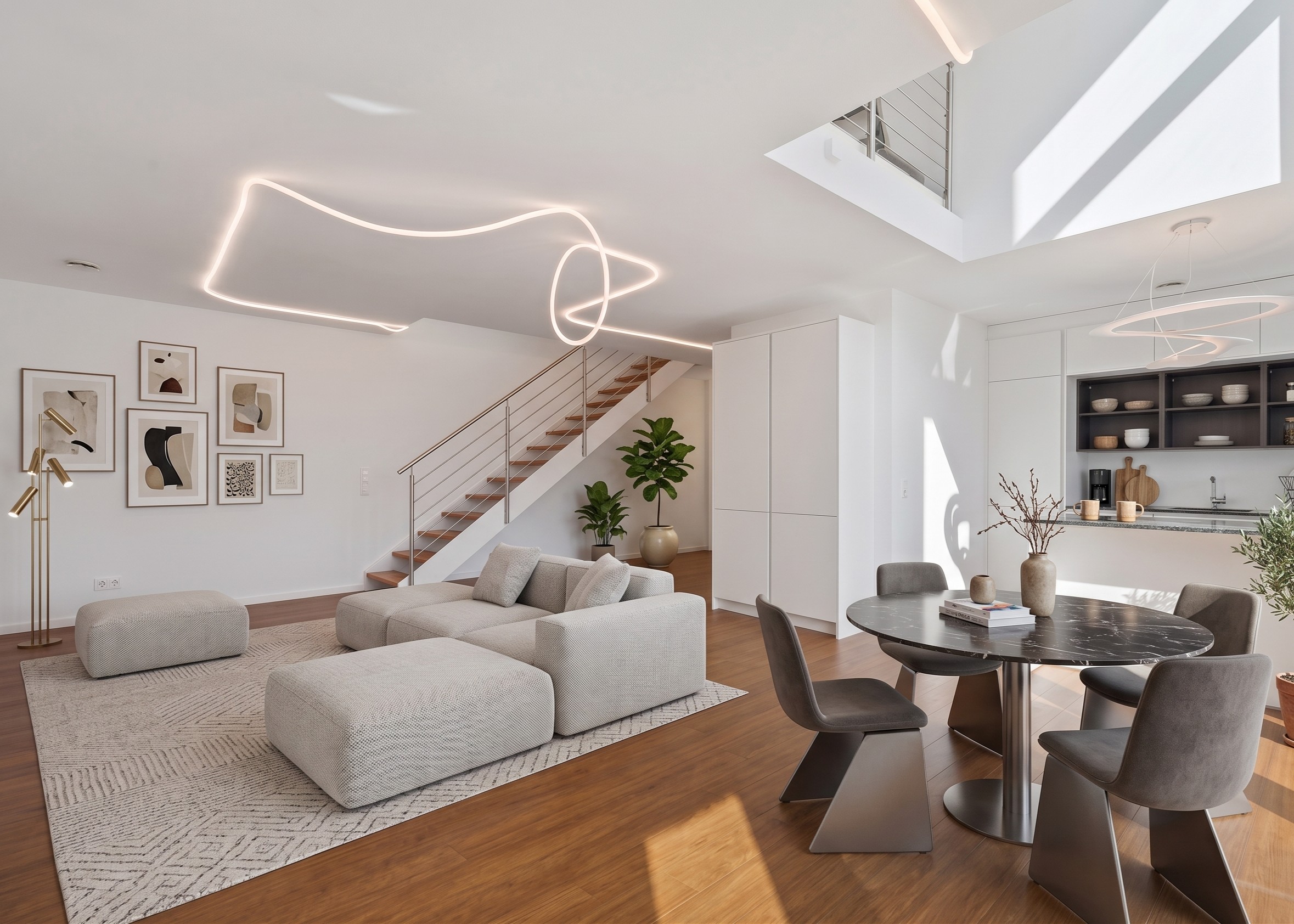 Stilvolle Maisonette-Wohnung mit Galerie, Balkon und Tiefgarage in den Steimker Gärten [KI-modifiziert]