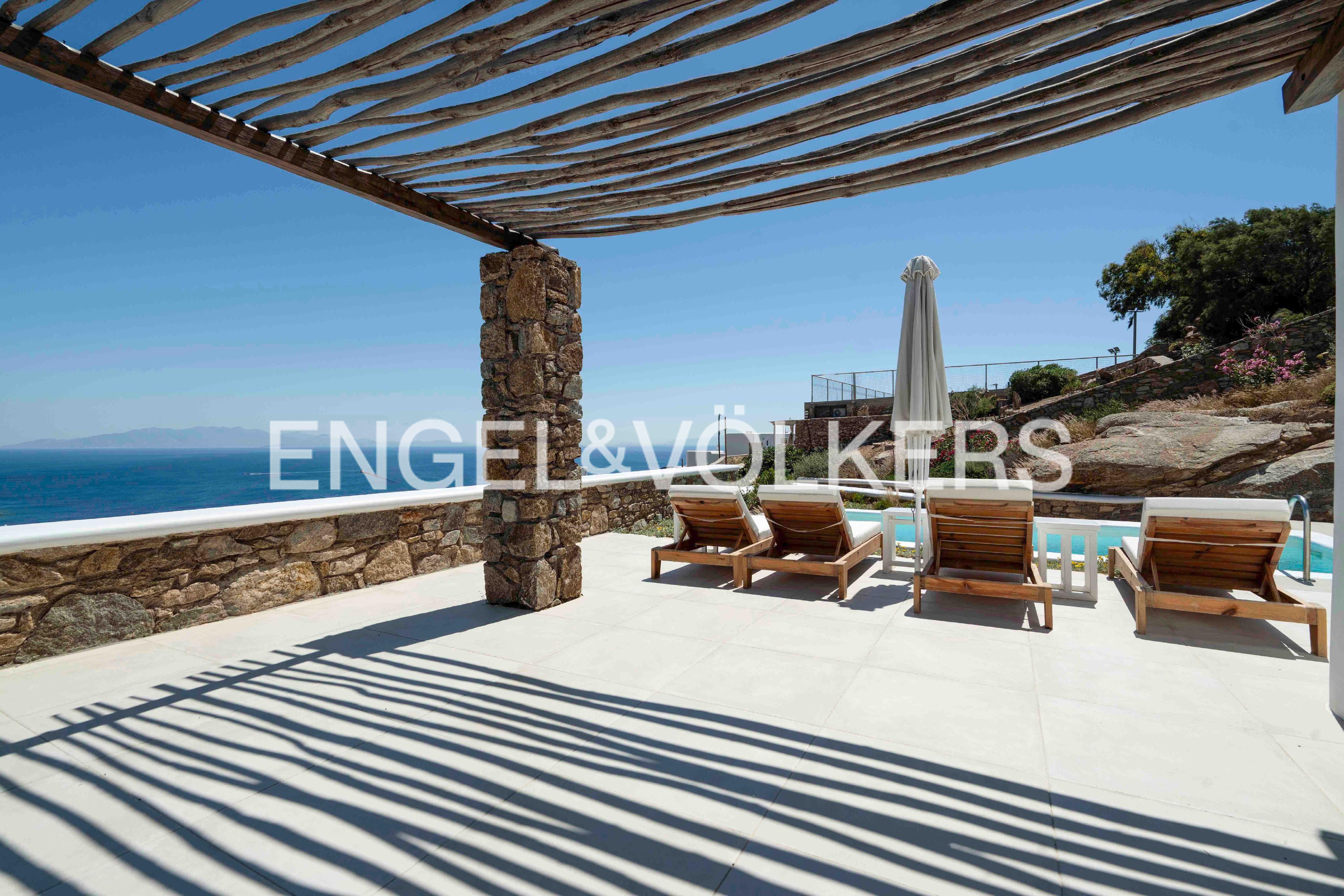 Stunning Stone Seaview Villa in Elia, Mykonos