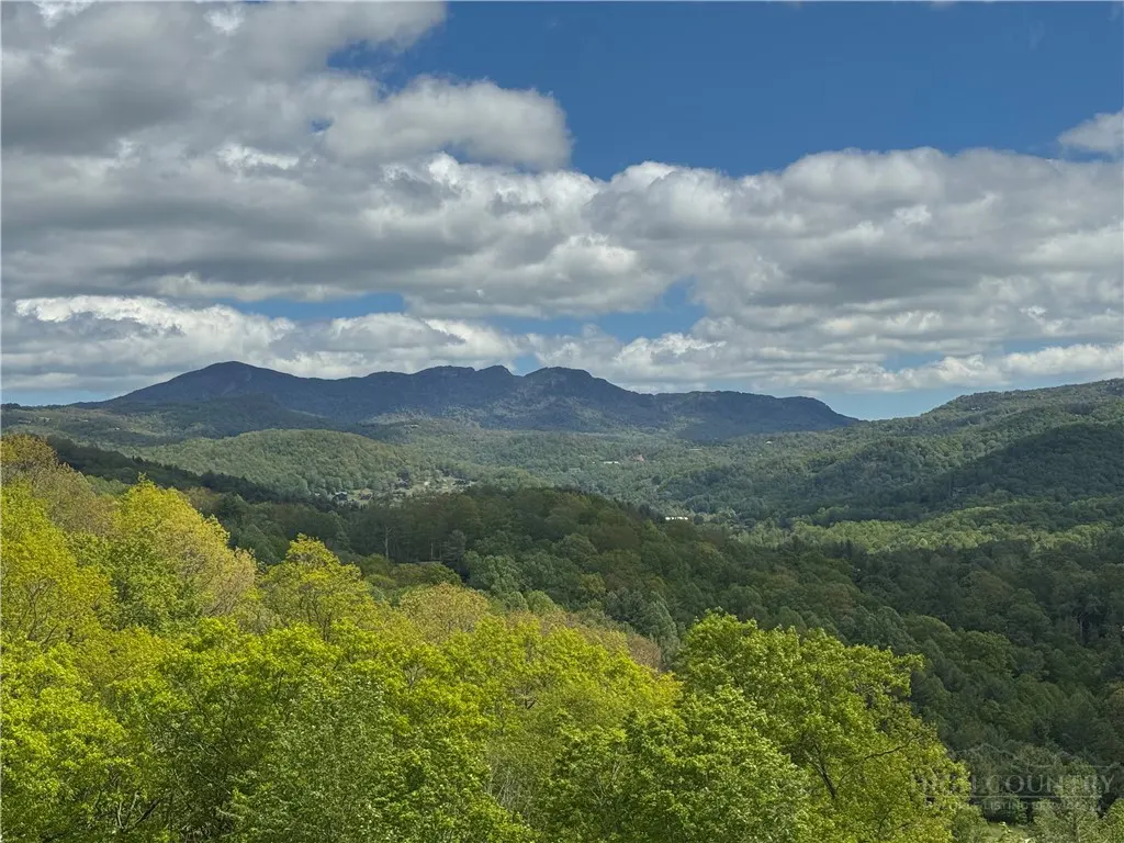 Scenic mountain view with lush green forests under a partly cloudy blue sky.