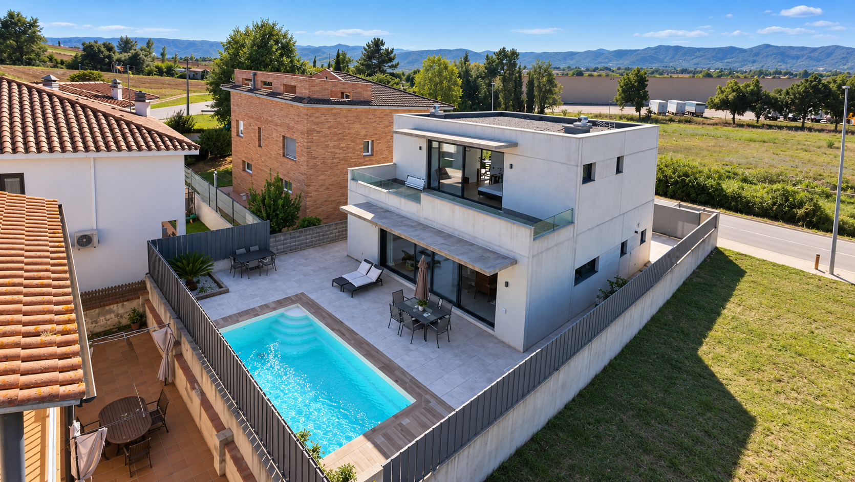 Elegantes Chalet mit privatem Pool in Melianta: zeitgenössisches Design, Terrasse und Doppelgarage, nahe Banyoles.