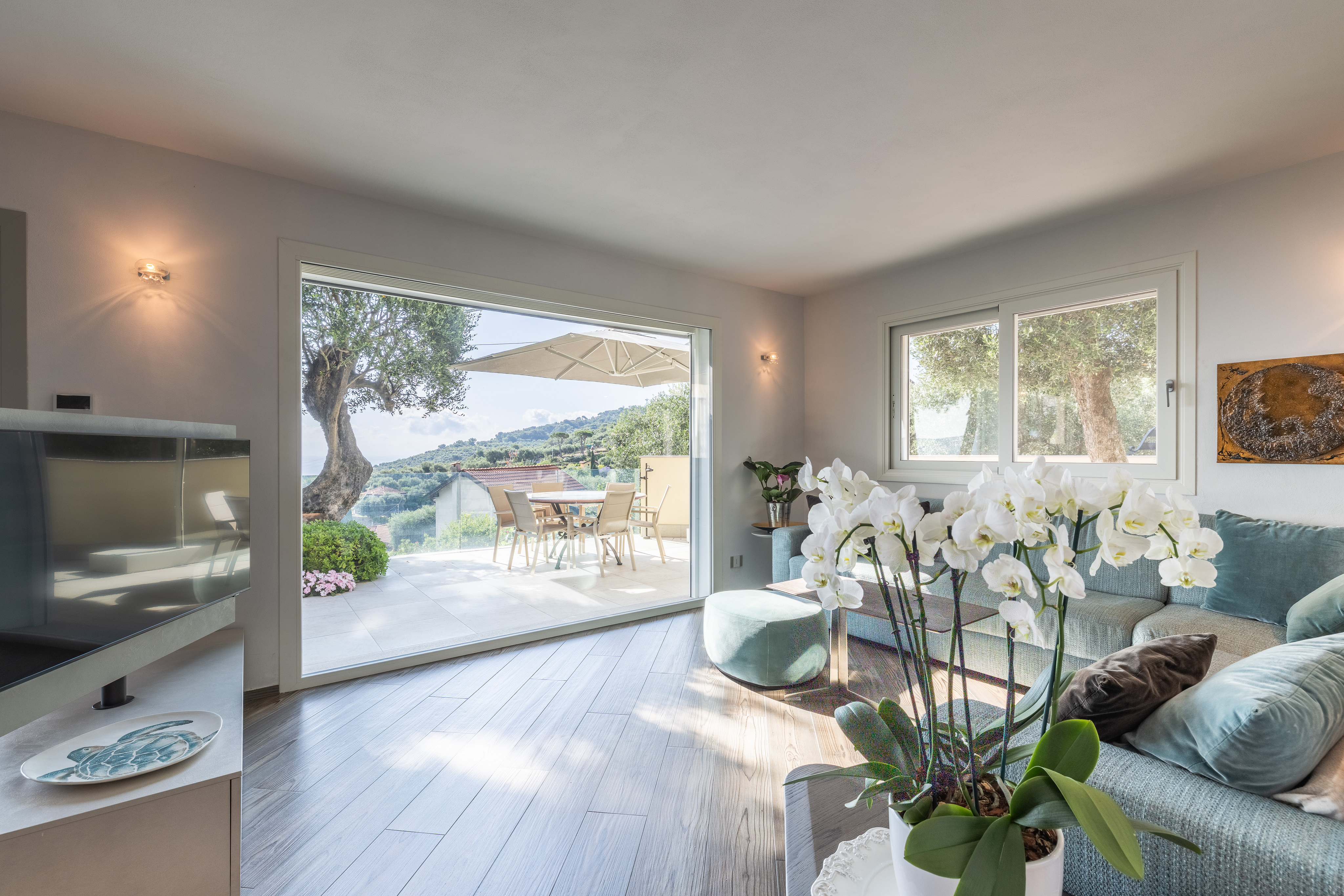 Villa panoramica con vista sul golfo con solarium