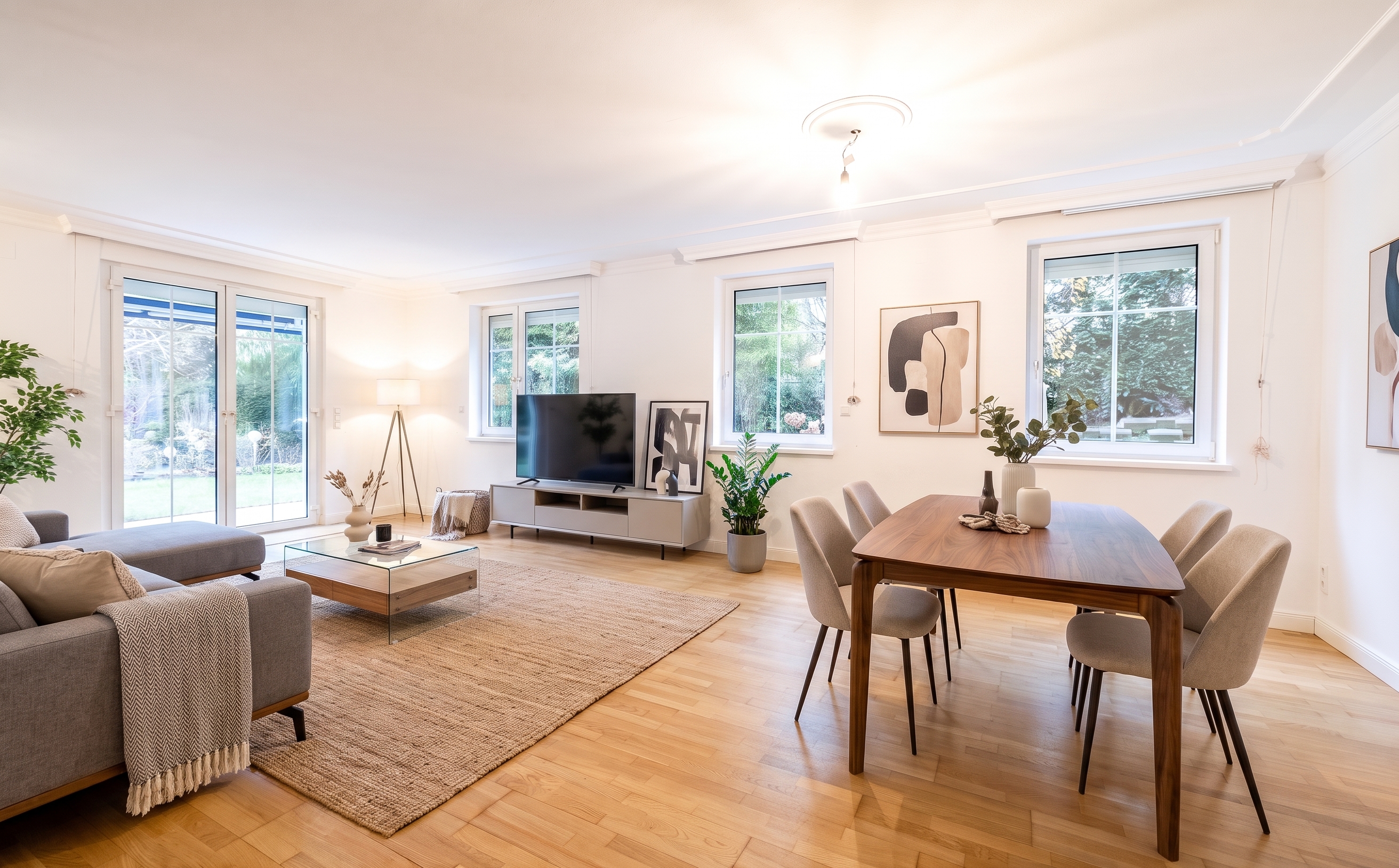 Exclusive garden apartment with impressive space and private oasis of well-being [AI-modified]